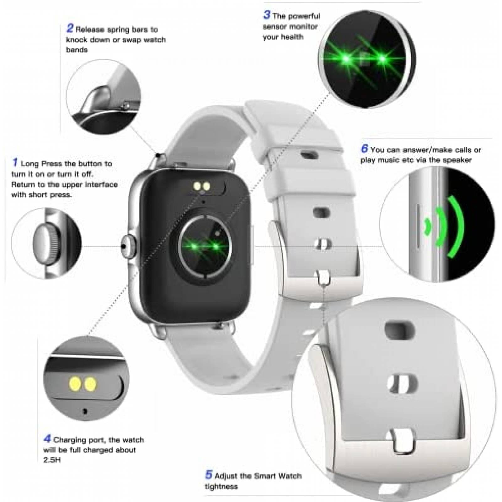 Smartwatch Wwzzey Y20GTA Para Responder/Hacer Llamadas