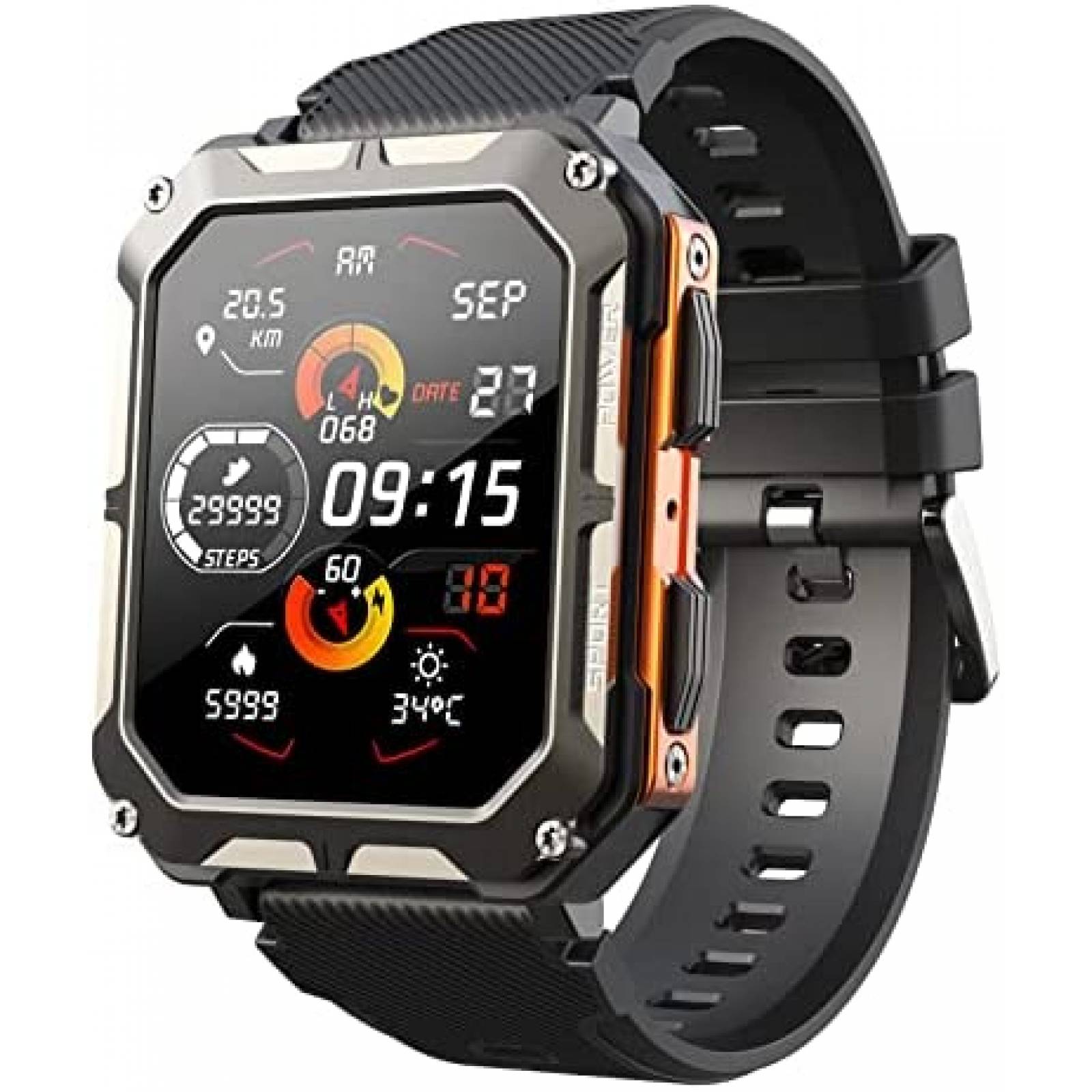 Smartwatch WalkerFit M2 Mide Frecuencia Cardiaca -Negro