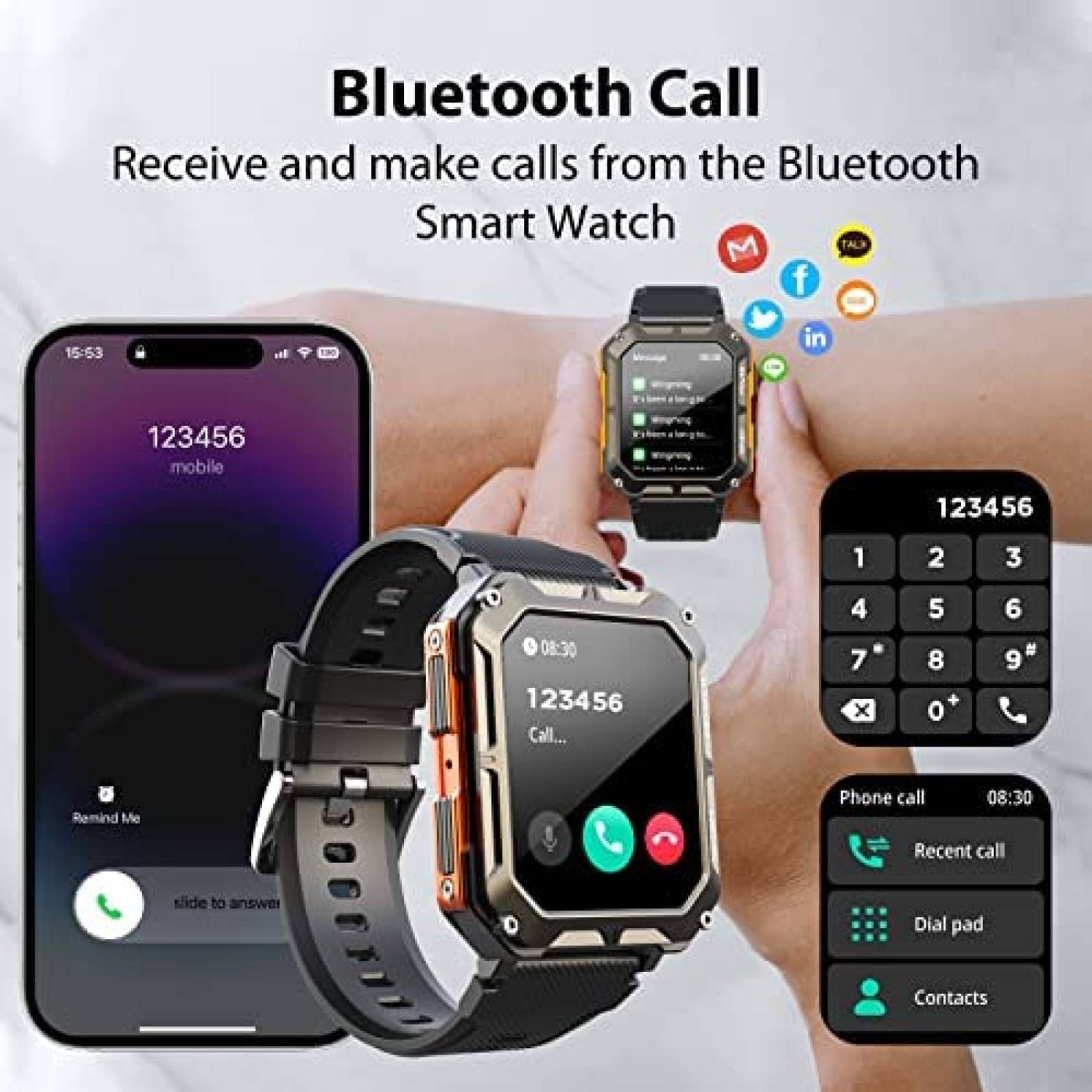 Smartwatch WalkerFit M2 Mide Frecuencia Cardiaca -Negro