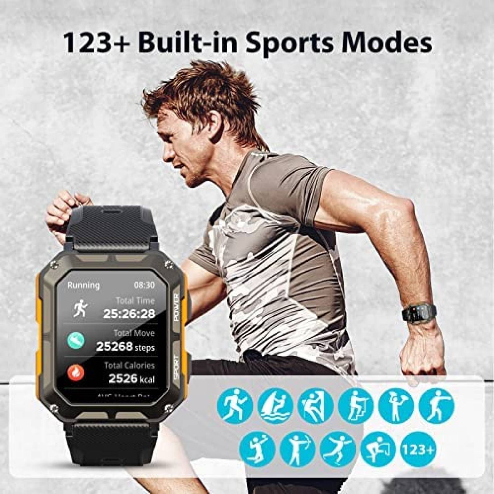 Smartwatch WalkerFit M2 Mide Frecuencia Cardiaca -Negro
