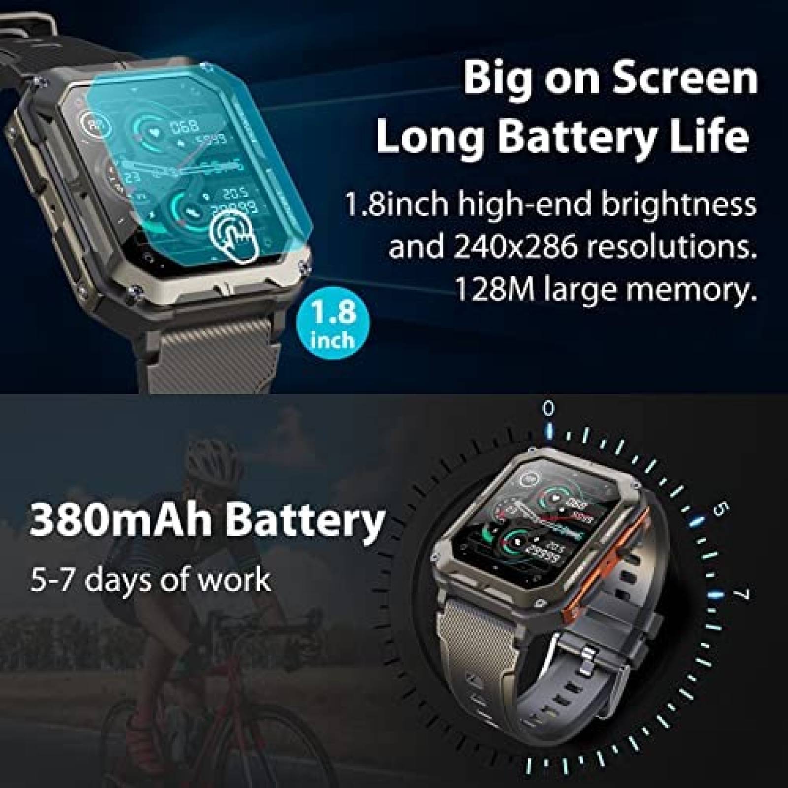 Smartwatch WalkerFit M2 Mide Frecuencia Cardiaca -Negro