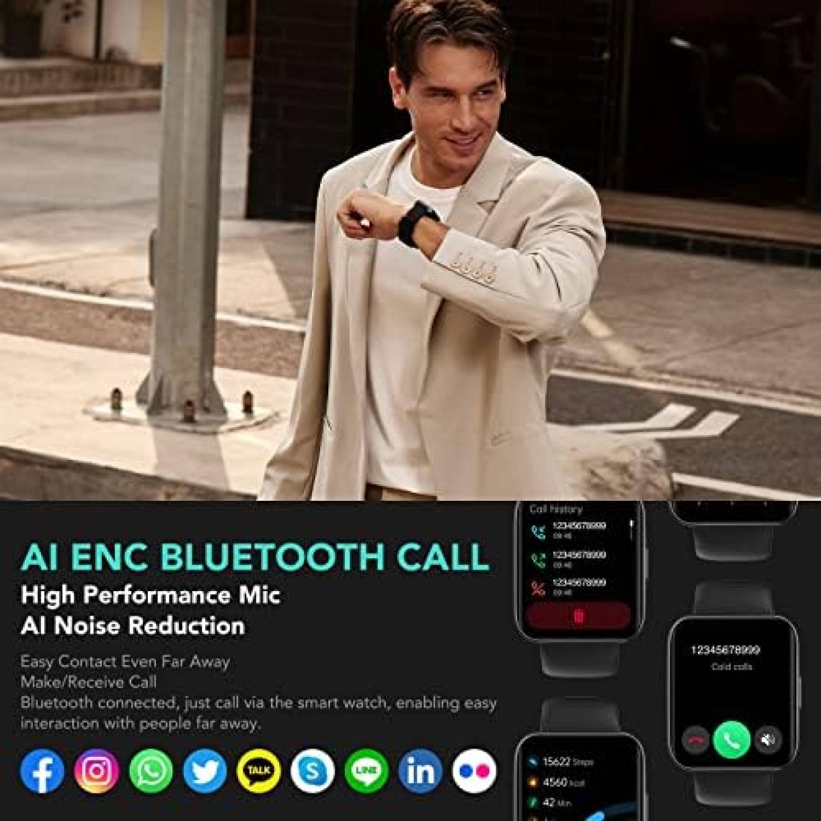 Smartwatch SKG V9 Pro 1.7'' AMOLED IP68 SpoO2 GPS -Negro