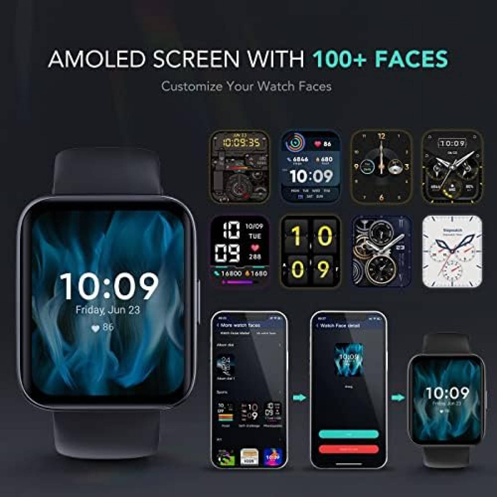 Smartwatch SKG V9 Pro 1.7'' AMOLED IP68 SpoO2 GPS -Negro