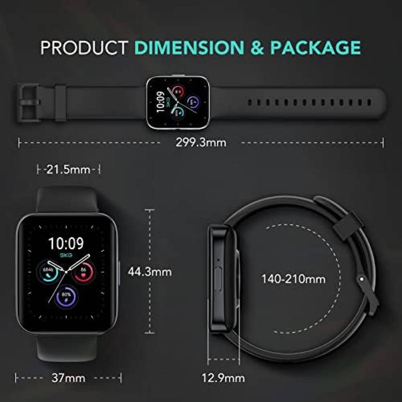 Smartwatch SKG V9 Pro 1.7'' AMOLED IP68 SpoO2 GPS -Negro