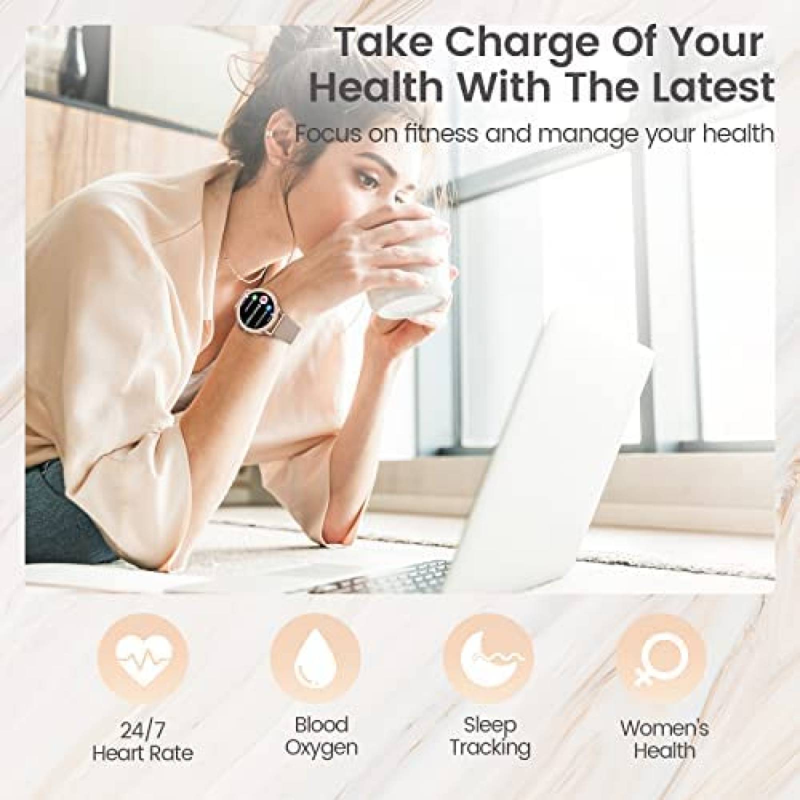 Smartwatch AKUMAKA Rastreador de Actividad Fisica -Rosa