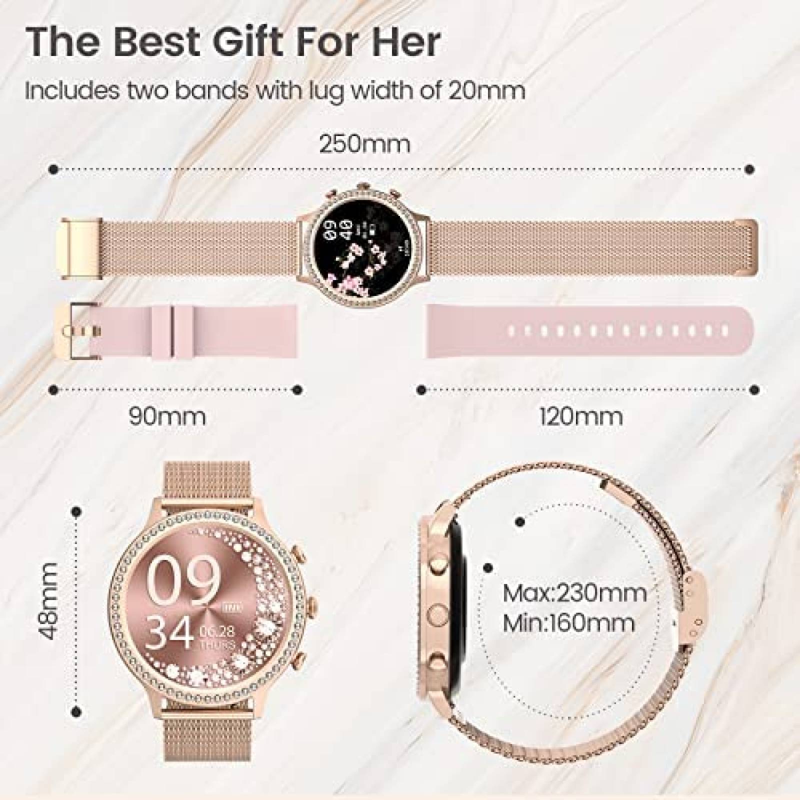 Smartwatch AKUMAKA Rastreador de Actividad Fisica -Rosa