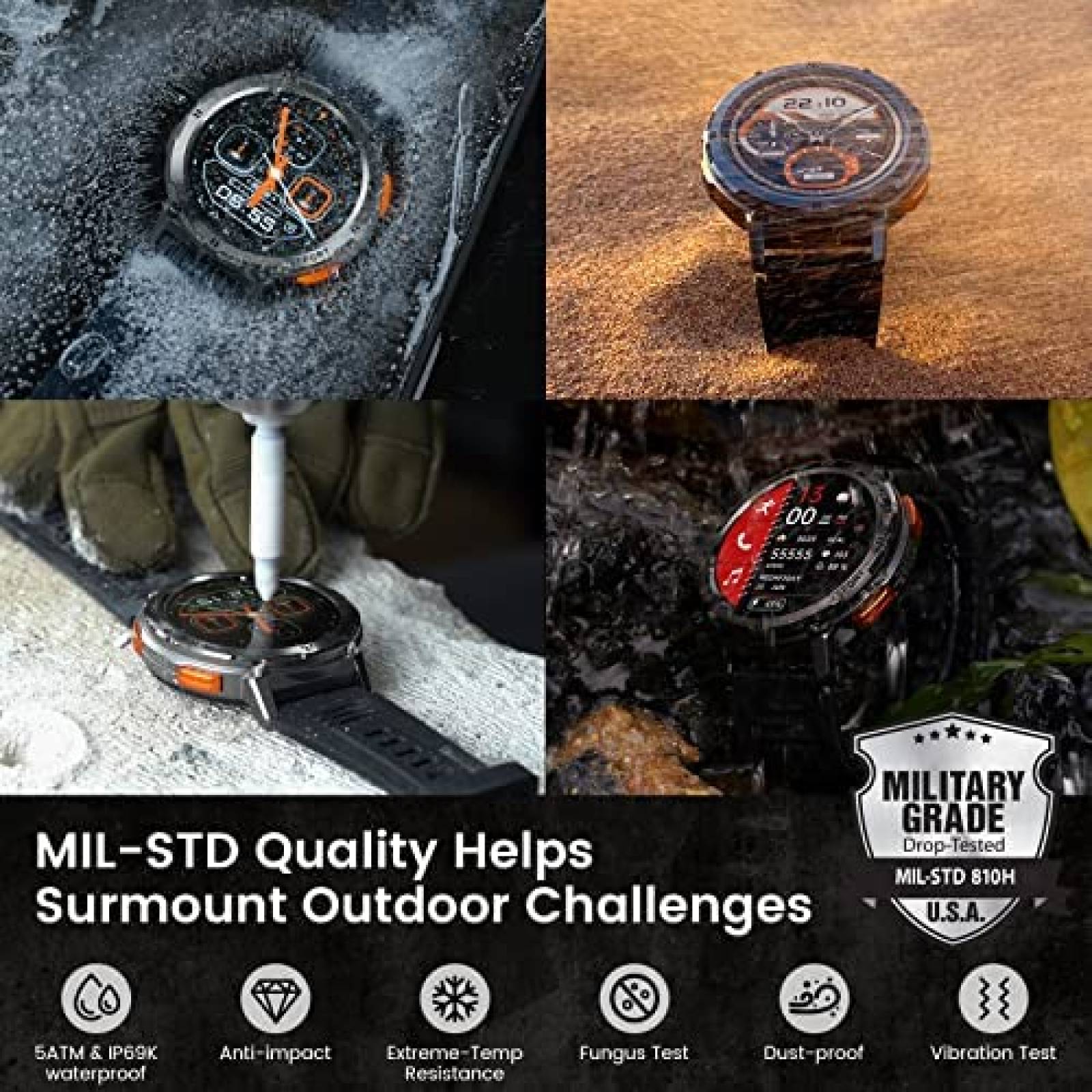 Smartwatch KOSPET Resistente al Agua AMOLED -Negro