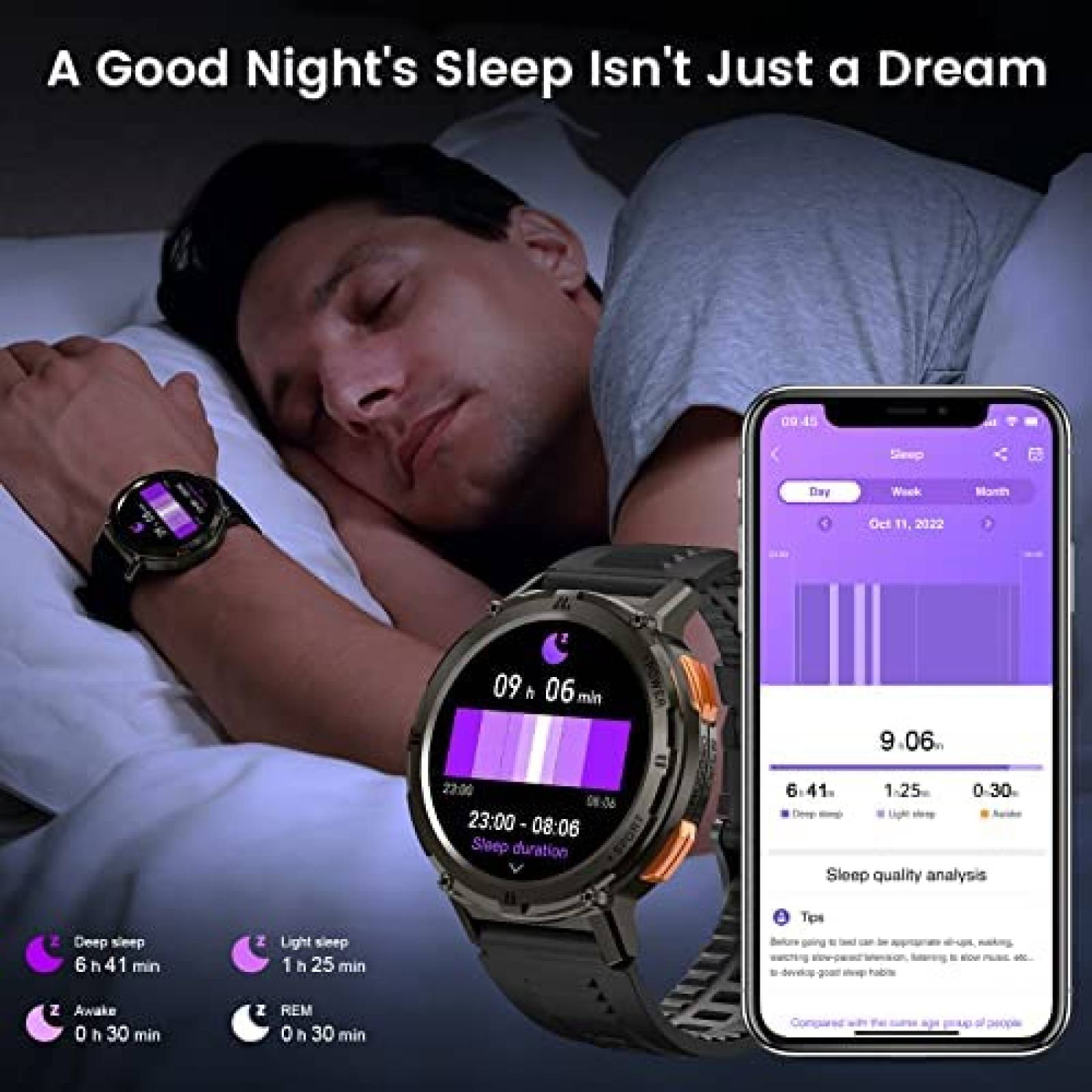 Smartwatch KOSPET Resistente al Agua AMOLED -Negro