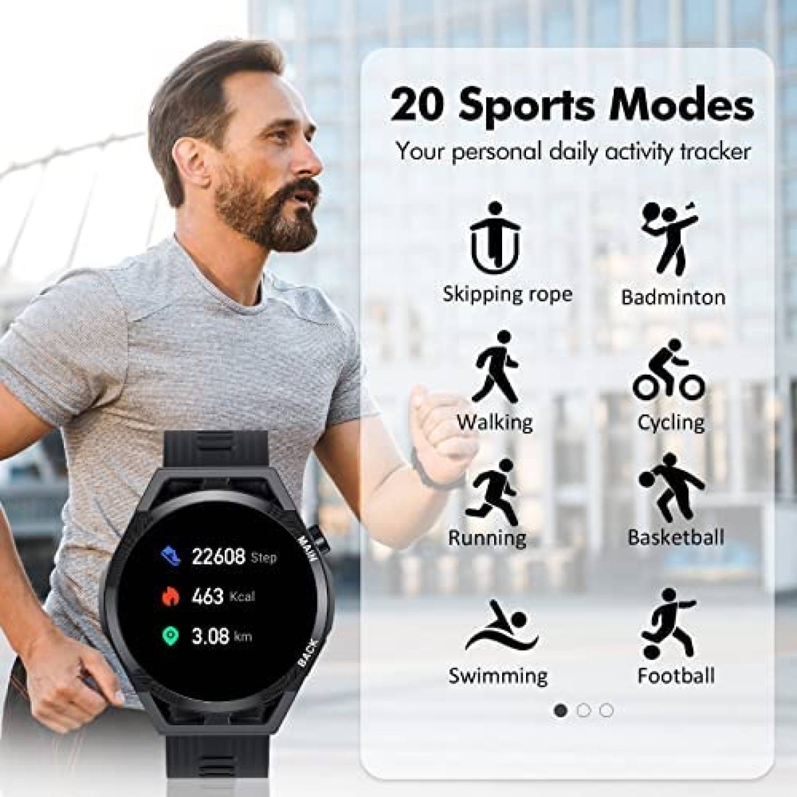 Smartwatch FTTMWTAG Para Responder/Hacer Llamadas -Negro