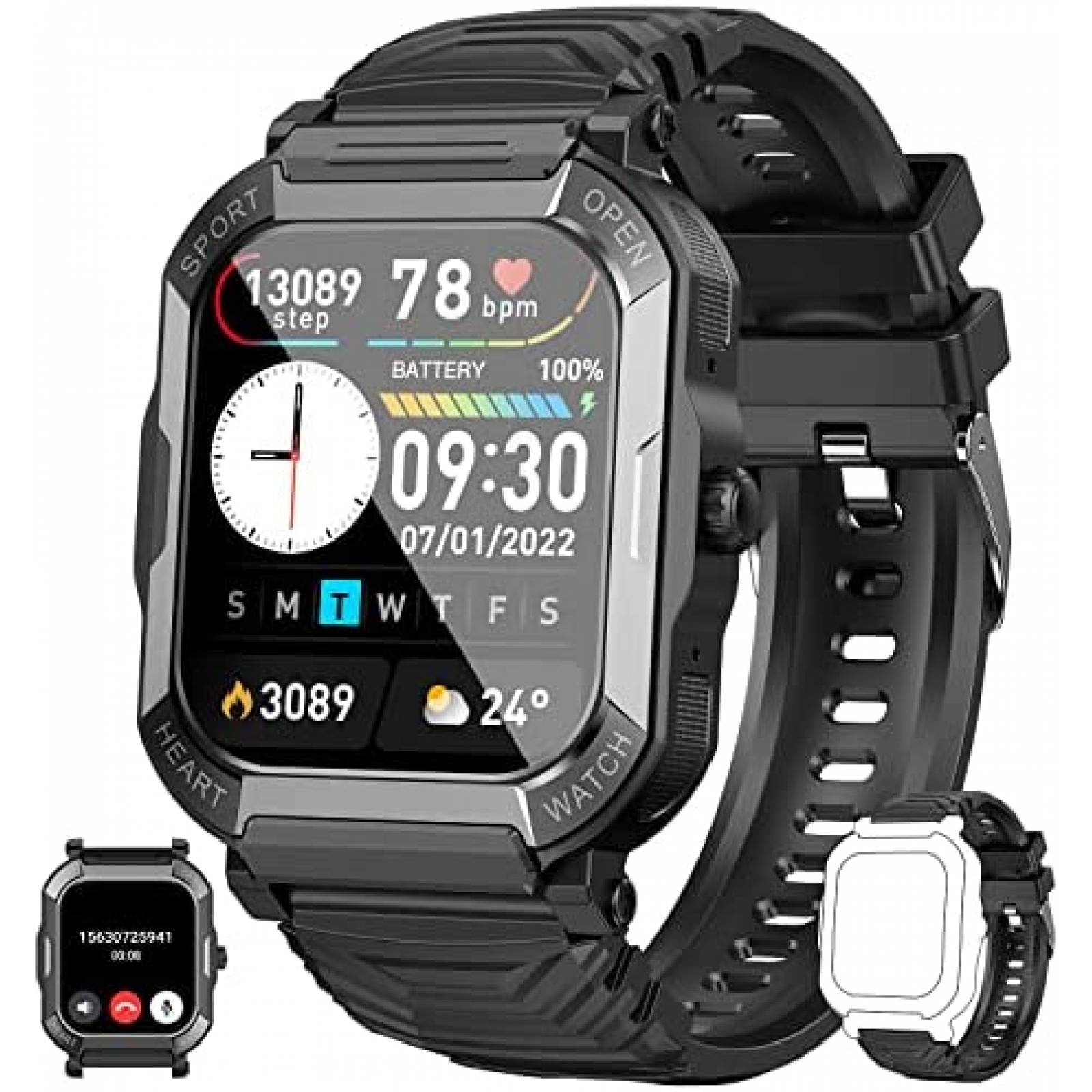 Smartwatch Rlaineox Rastreador de Actividad Fisica -Negro
