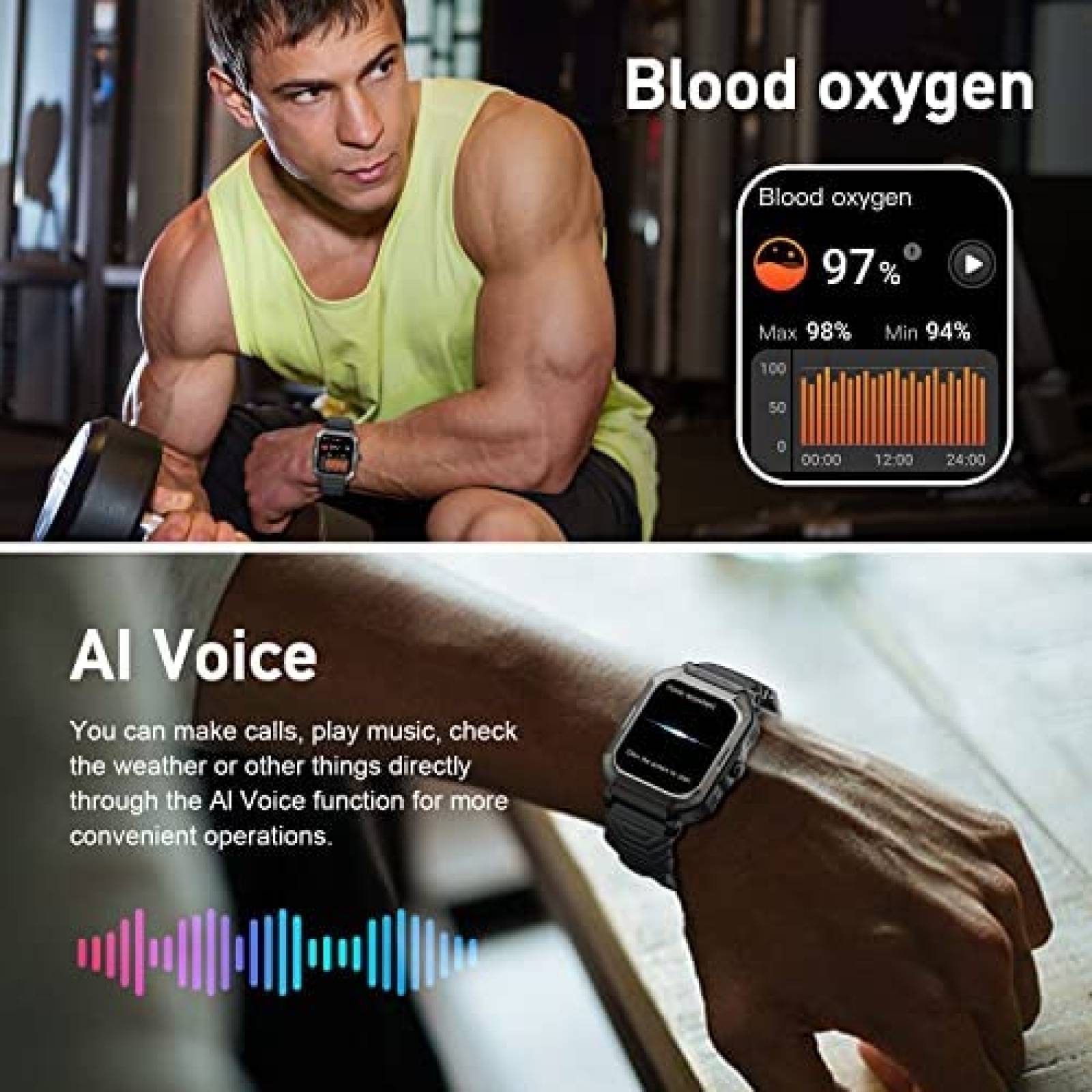 Smartwatch Rlaineox Rastreador de Actividad Fisica -Negro