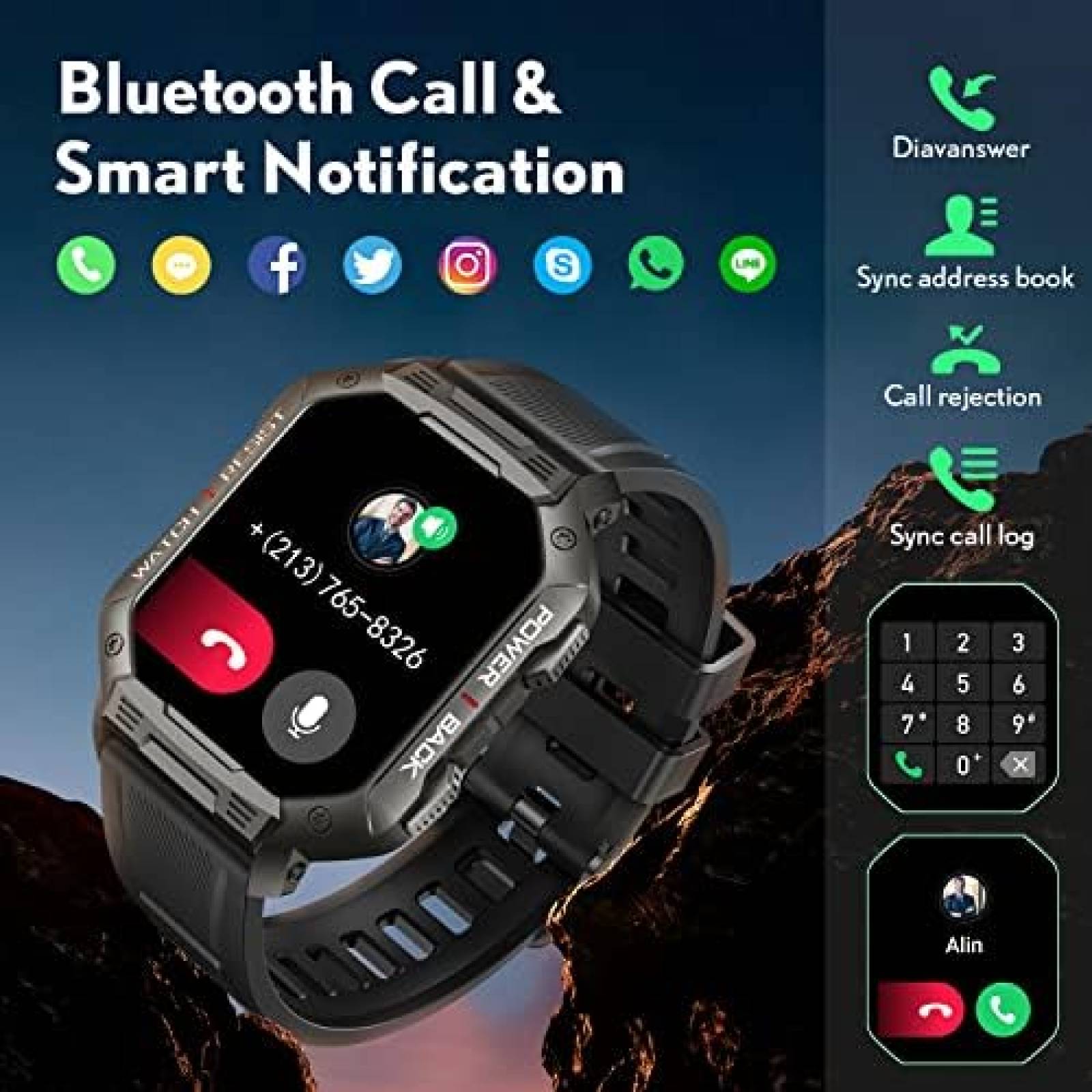 Smartwatch TAOPON Rastreador de Actividad Fisica -Negro
