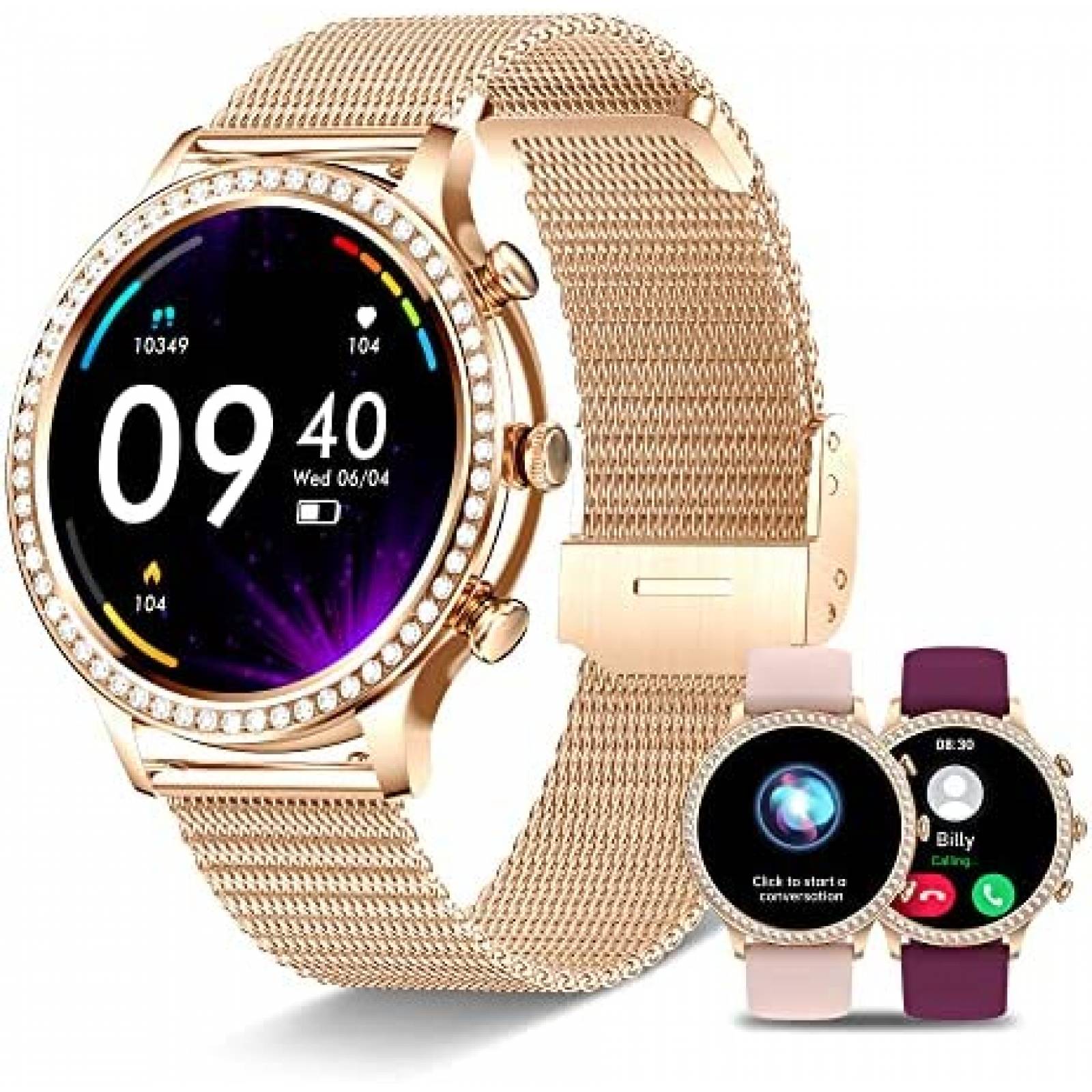 Reloj Inteligente Mujer Deportivo Dorado Full Touch Hombres Mujeres Ritmo  Cardíaco Fitness Tracker Llamada Bluetooth De Pulsera GTS Y13