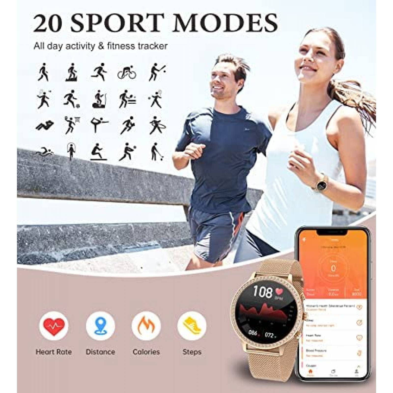 SmartWatch LARET Fitness Bluetooth Touchscreen -Dorado