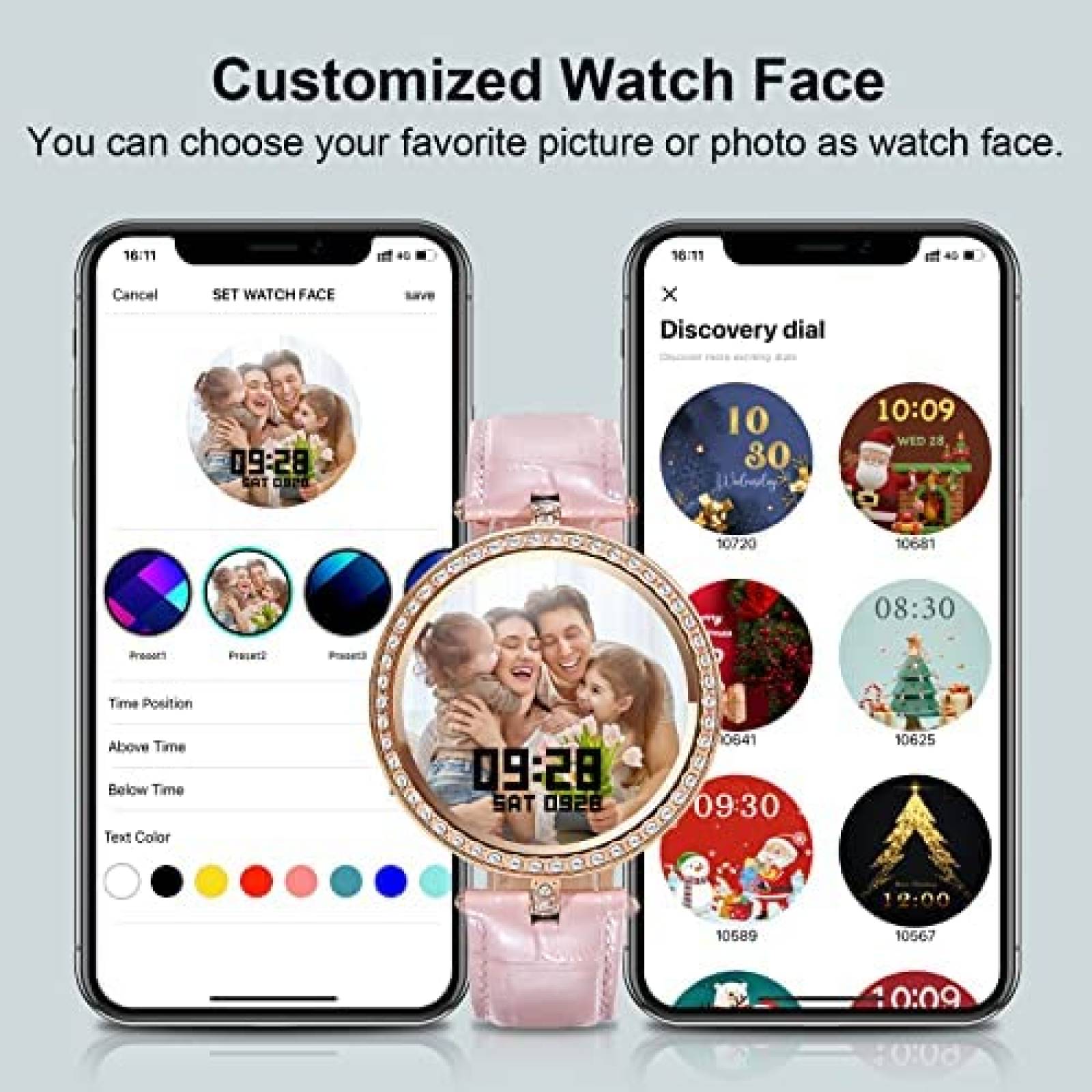 Smartwatch JENYNG 1.3'' Resiste al Agua Control Voz -Rosa
