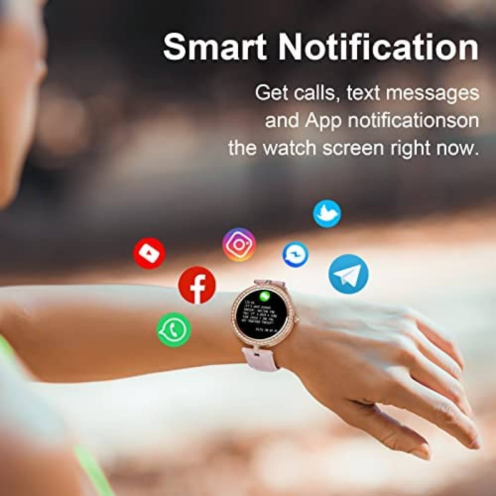 Smartwatch JENYNG 1.3'' Resiste al Agua Control Voz -Rosa