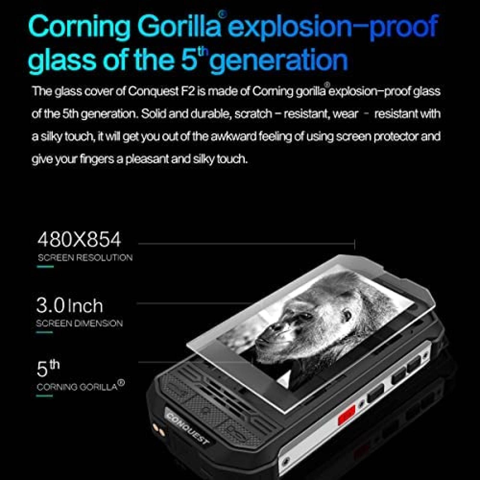 Mini Celular CONQUEST F2 3'' Heavy Duty 6 RAM 128GB 3700mAh