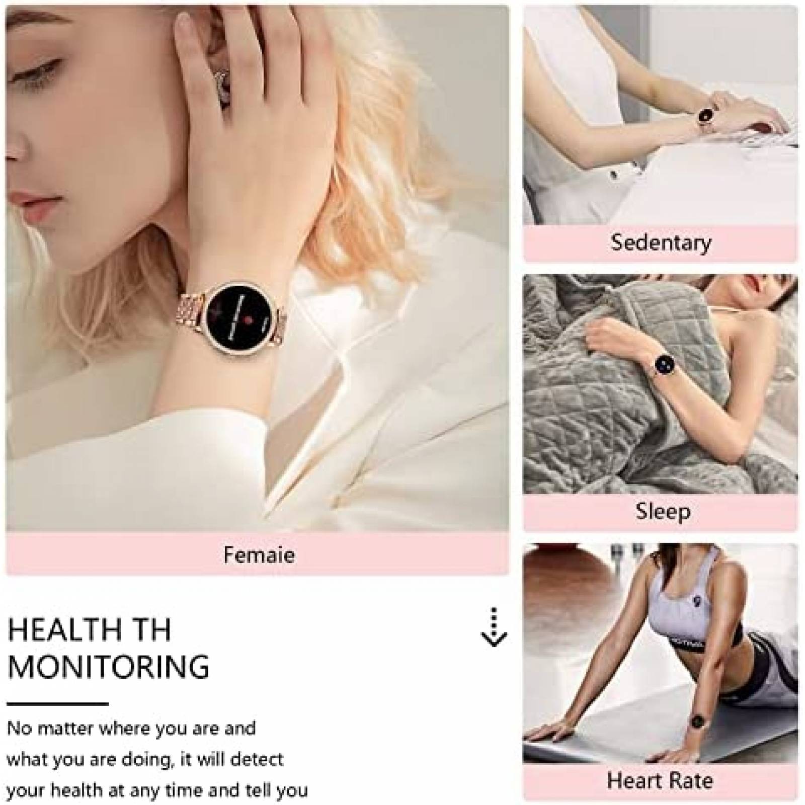 Smartwatch JENYNG Mide Frecuencia Cardiaca Tactil -Dorado