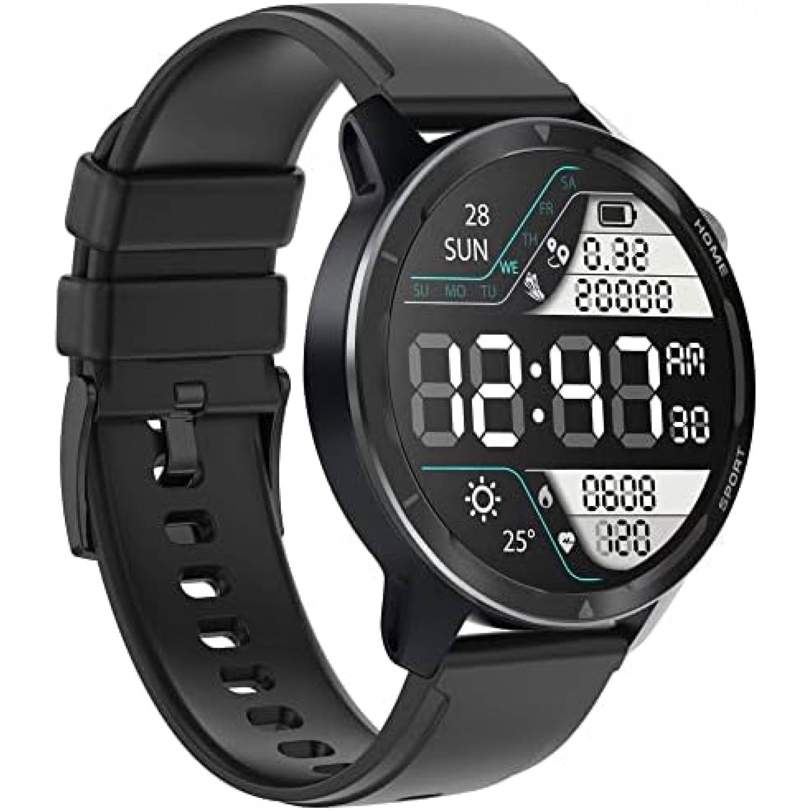 Reloj Smart Watch Sport Redondo Negro