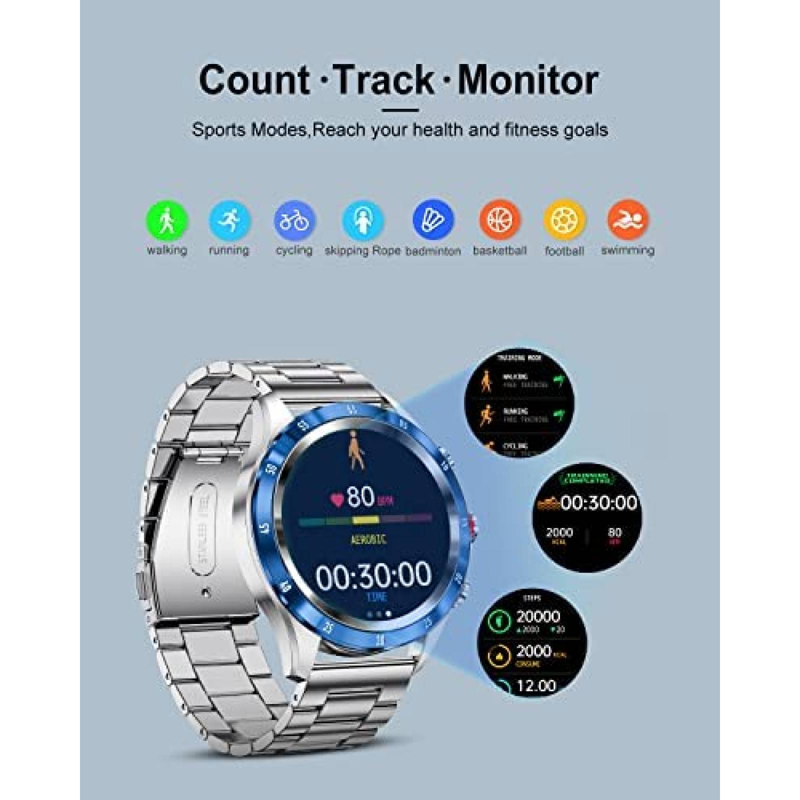 SmartWatch LIGE Fitness Bluetooth Touchscreen -Plata