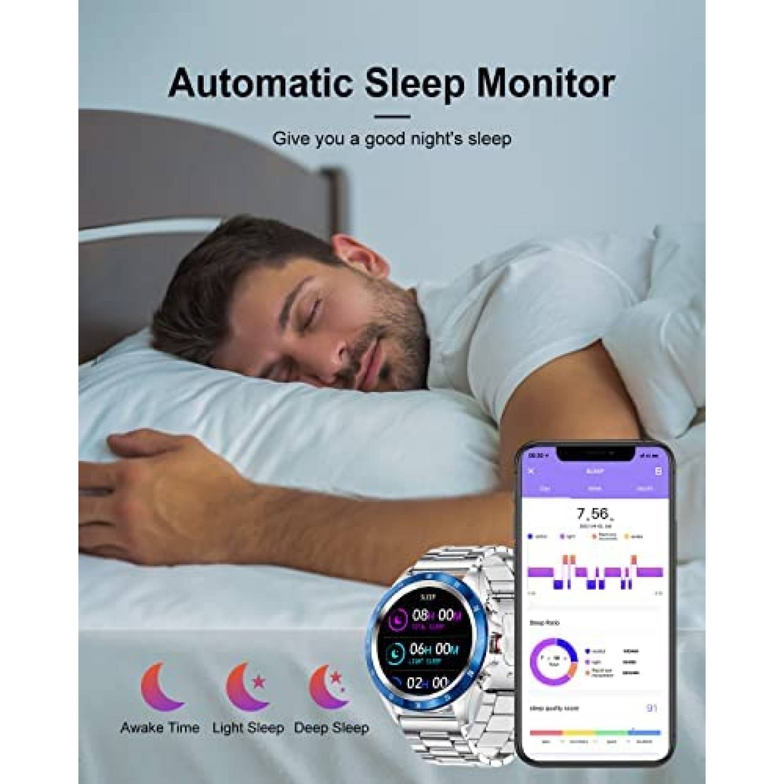 SmartWatch LIGE Fitness Bluetooth Touchscreen -Plata