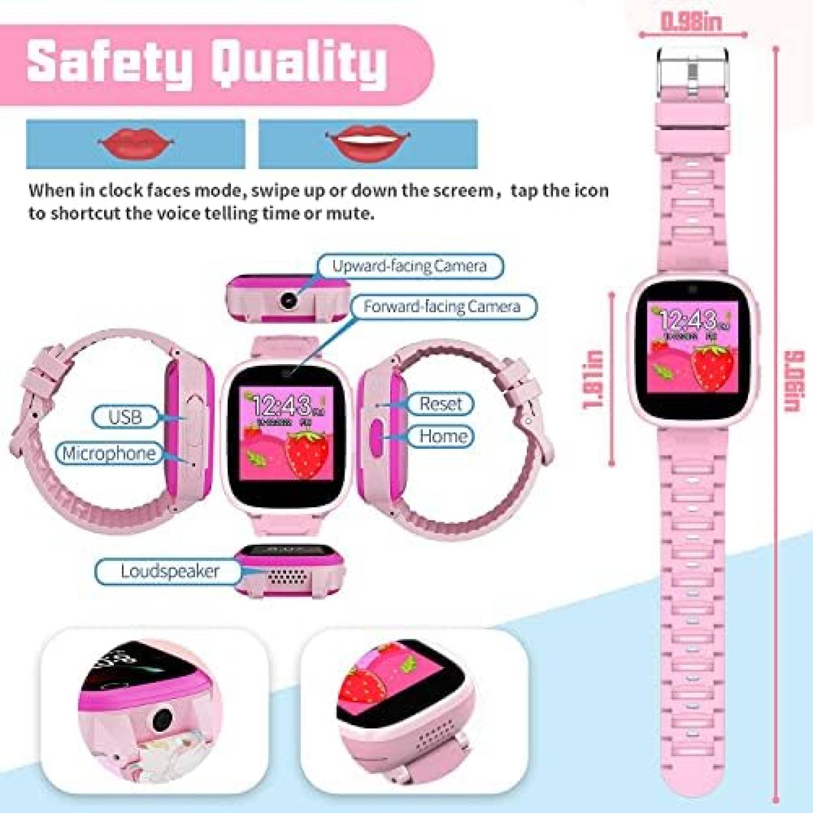 Smartwatch Vogchar Xa18 Para Niños Con Camara -Rosa
