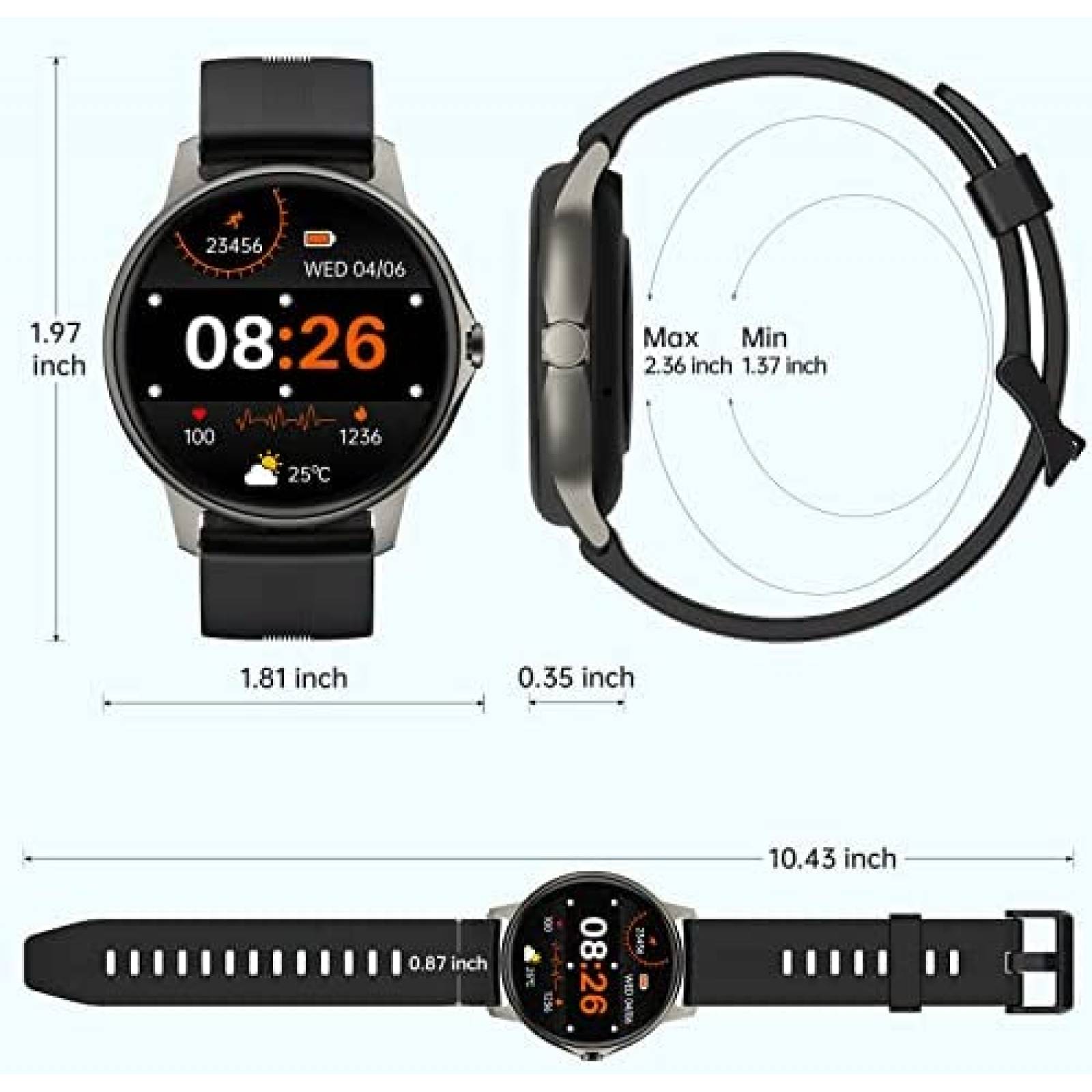 Smartwatch ENOMIR LW51 Rastreador de Actividad Fisica -Negro
