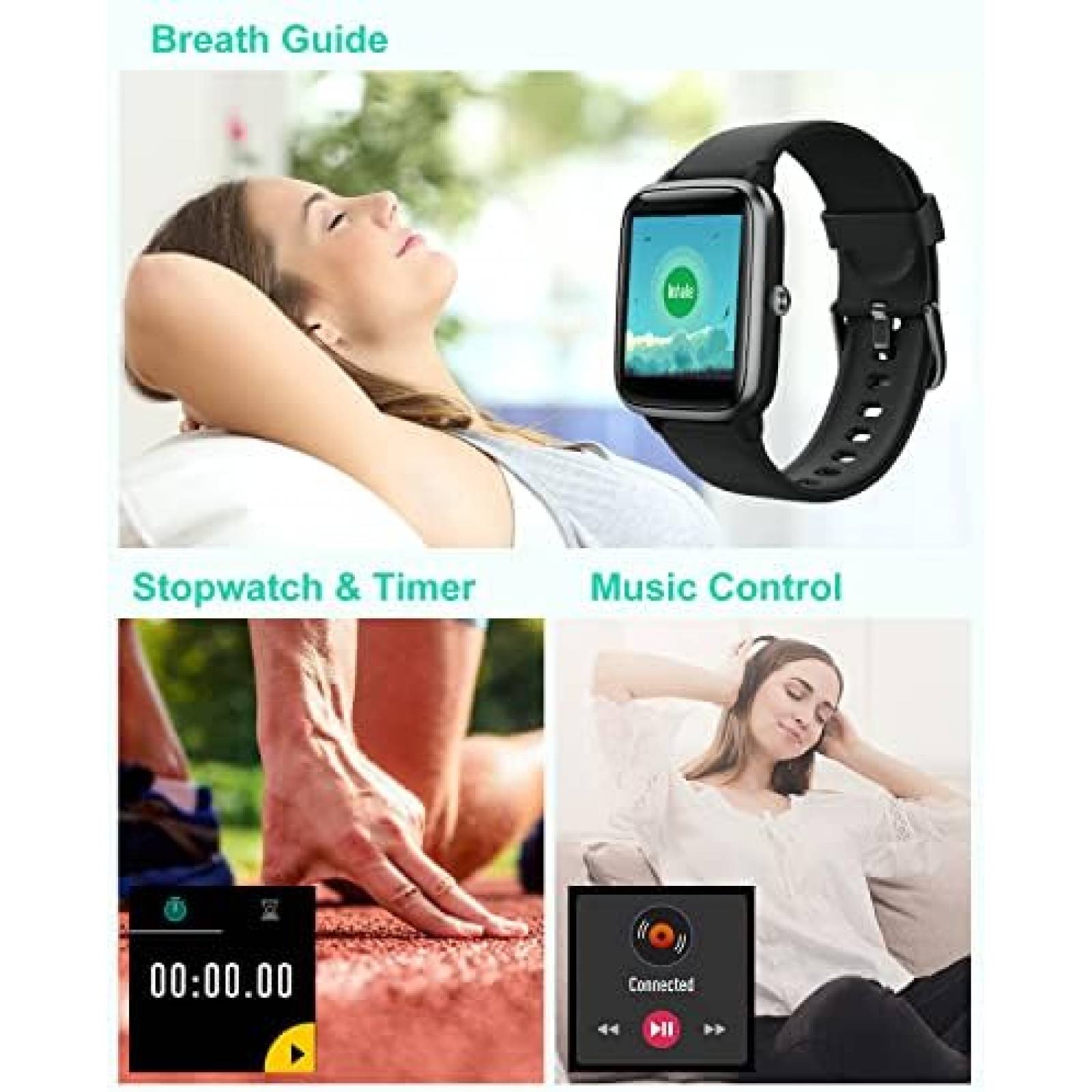 Reloj Inteligente GRV IP68 Con Monitor de Salud -Negro