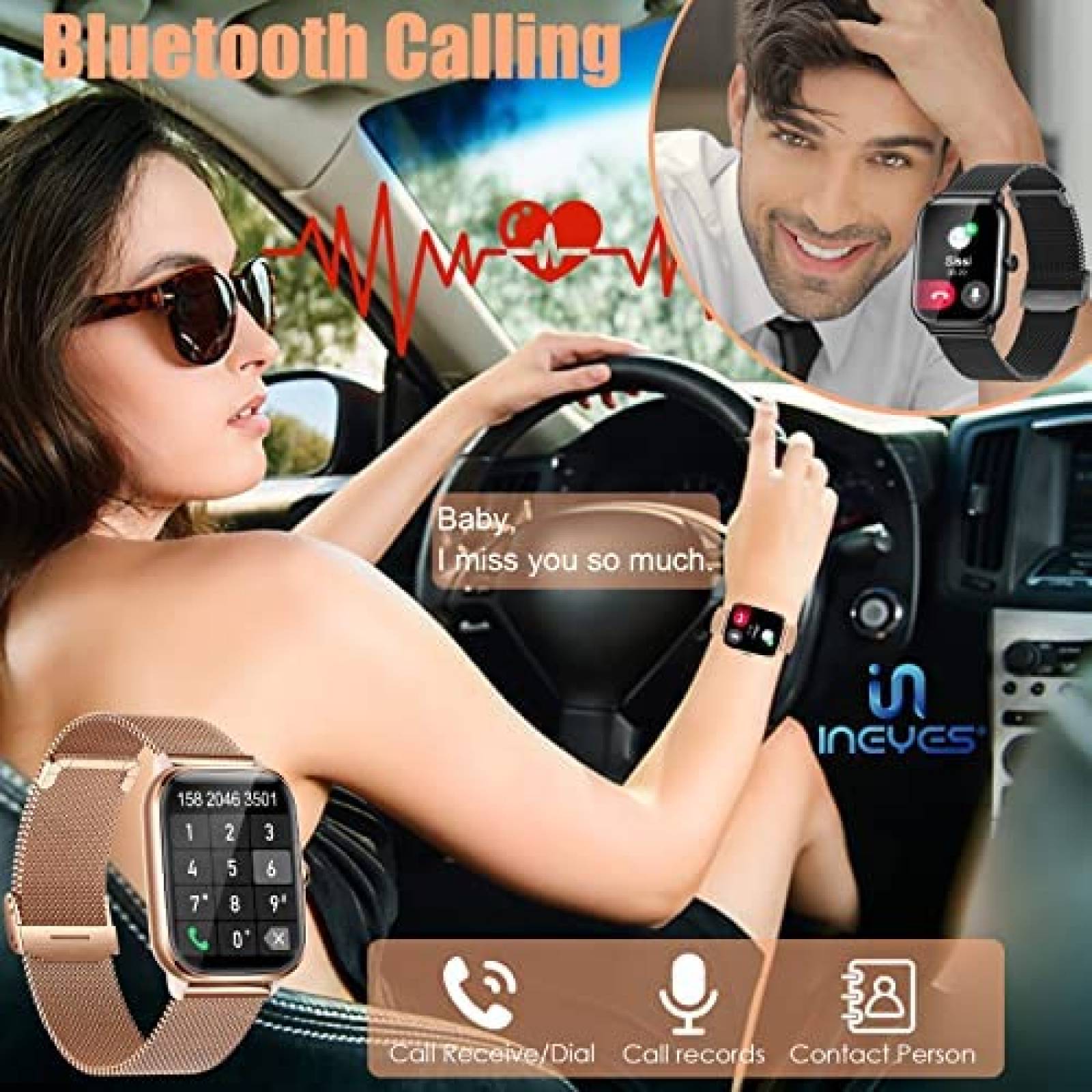 SmartWatch INEYES Fitness Bluetooth Touchscreen -Beige