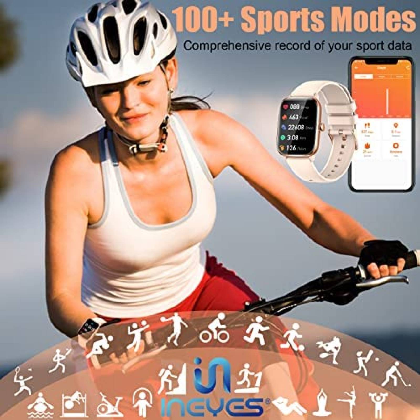 SmartWatch INEYES Fitness Bluetooth Touchscreen -Beige