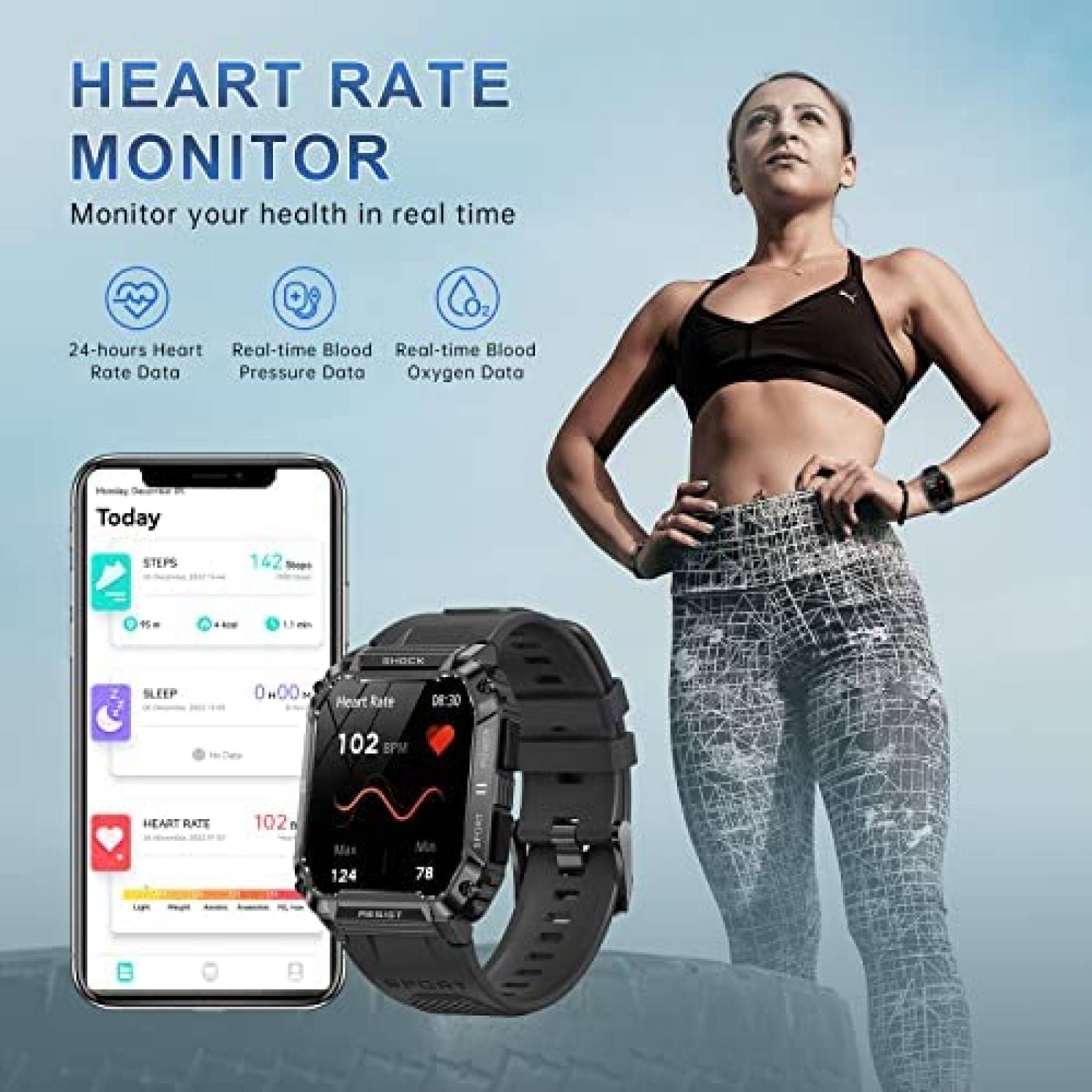 Smartwatch HYSTORM Mide Frecuencia Cardiaca Impremiable