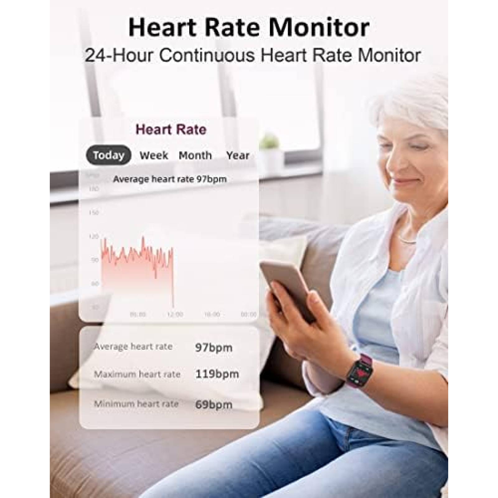 Smartwatch E Easiecom Rastreador de Actividad Fisica -Vino