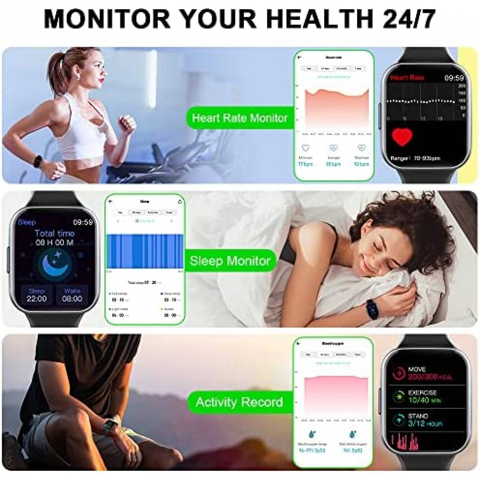 Smartwatch Lrecat Rastreador de Actividad Fisica -Negro