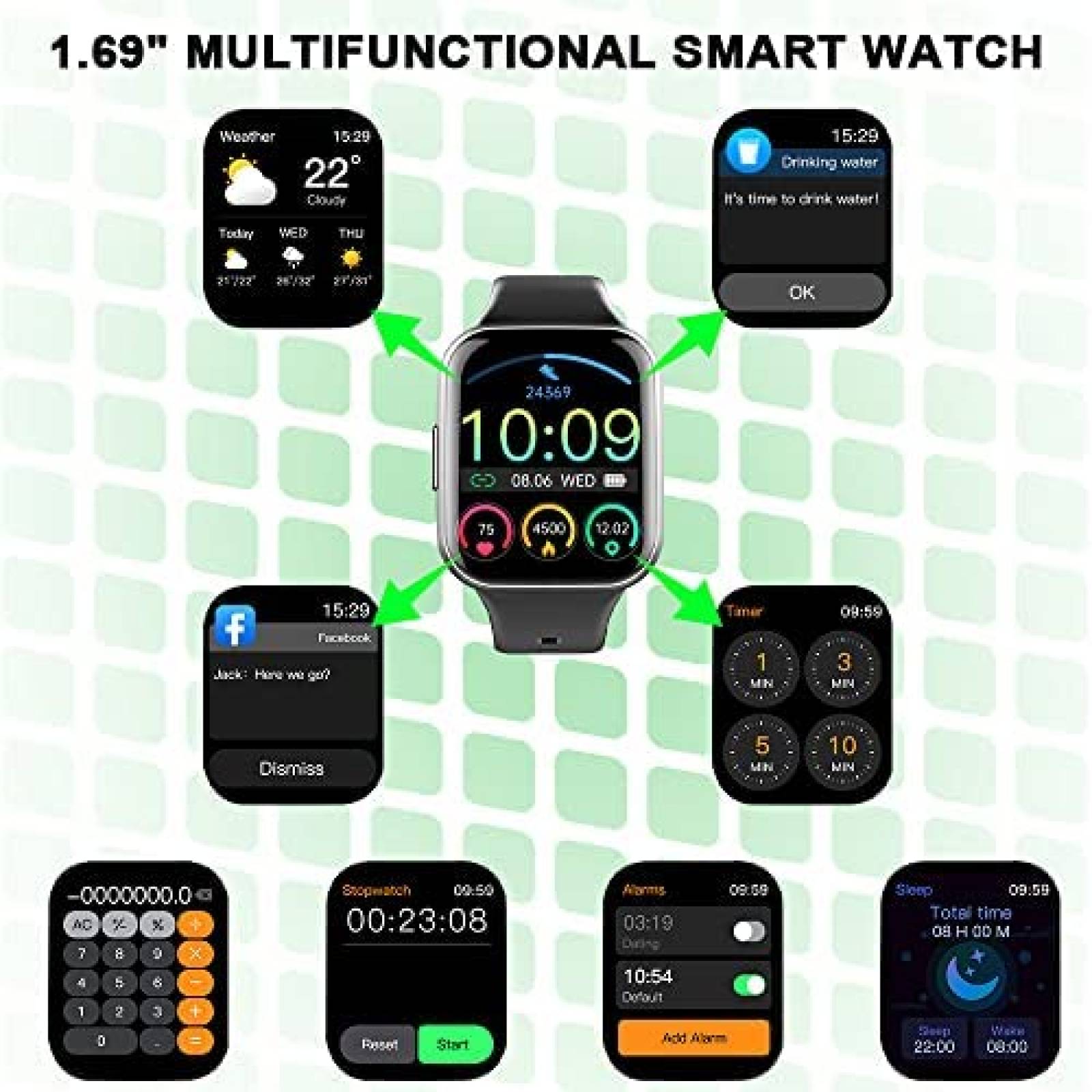 Smartwatch Lrecat Rastreador de Actividad Fisica -Negro