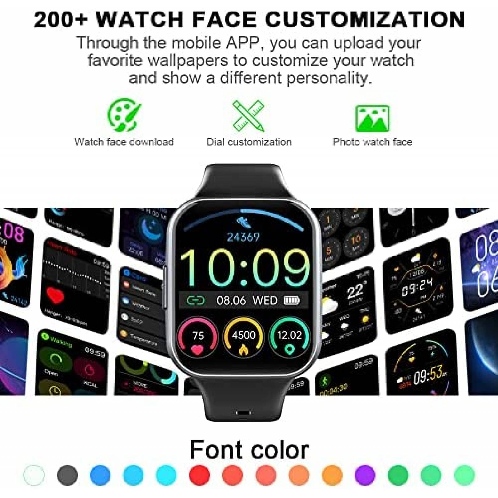 Smartwatch Lrecat Rastreador de Actividad Fisica -Negro