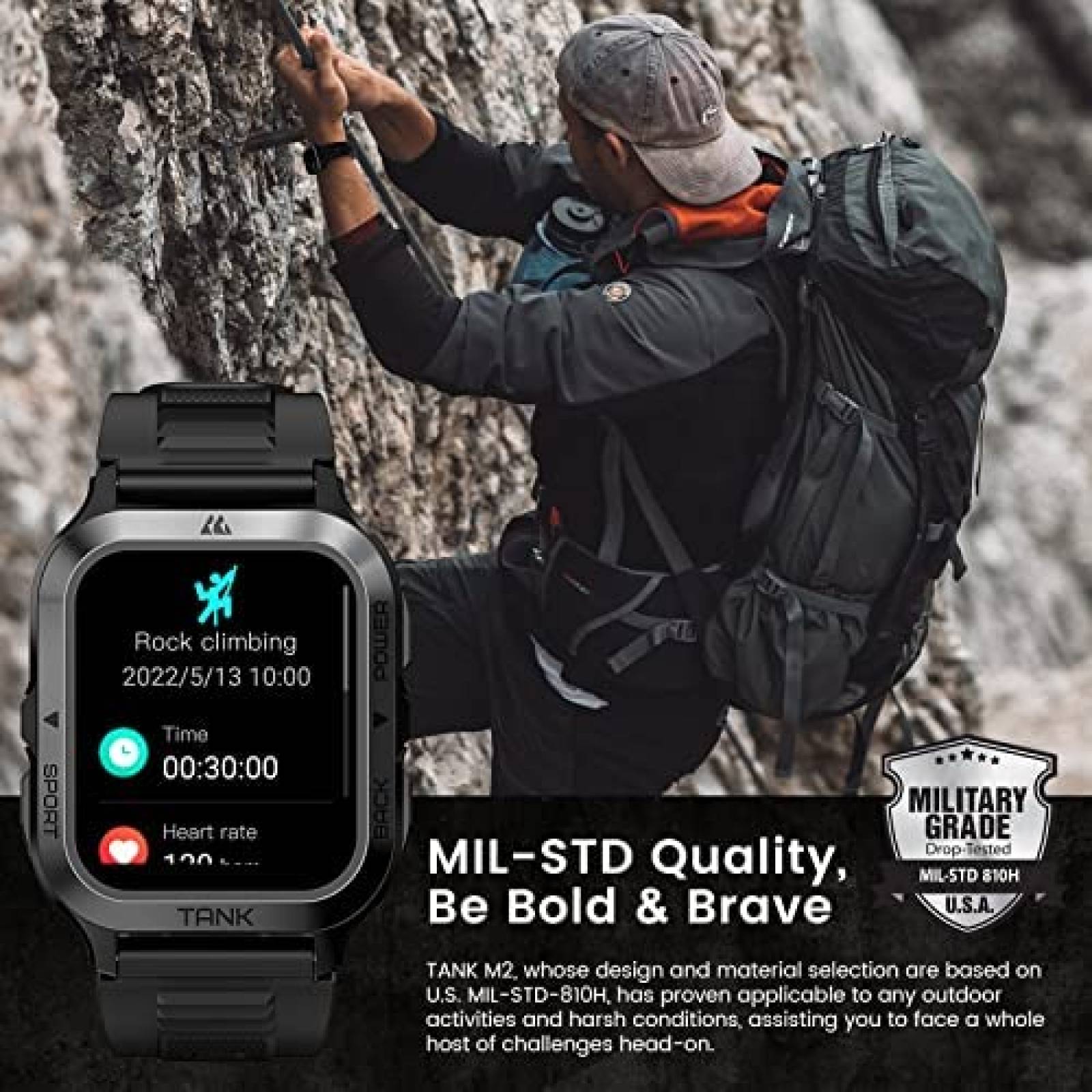 Smartwatch KOSPET M2 1.8'' HD Resiste al Agua SOS -Negro