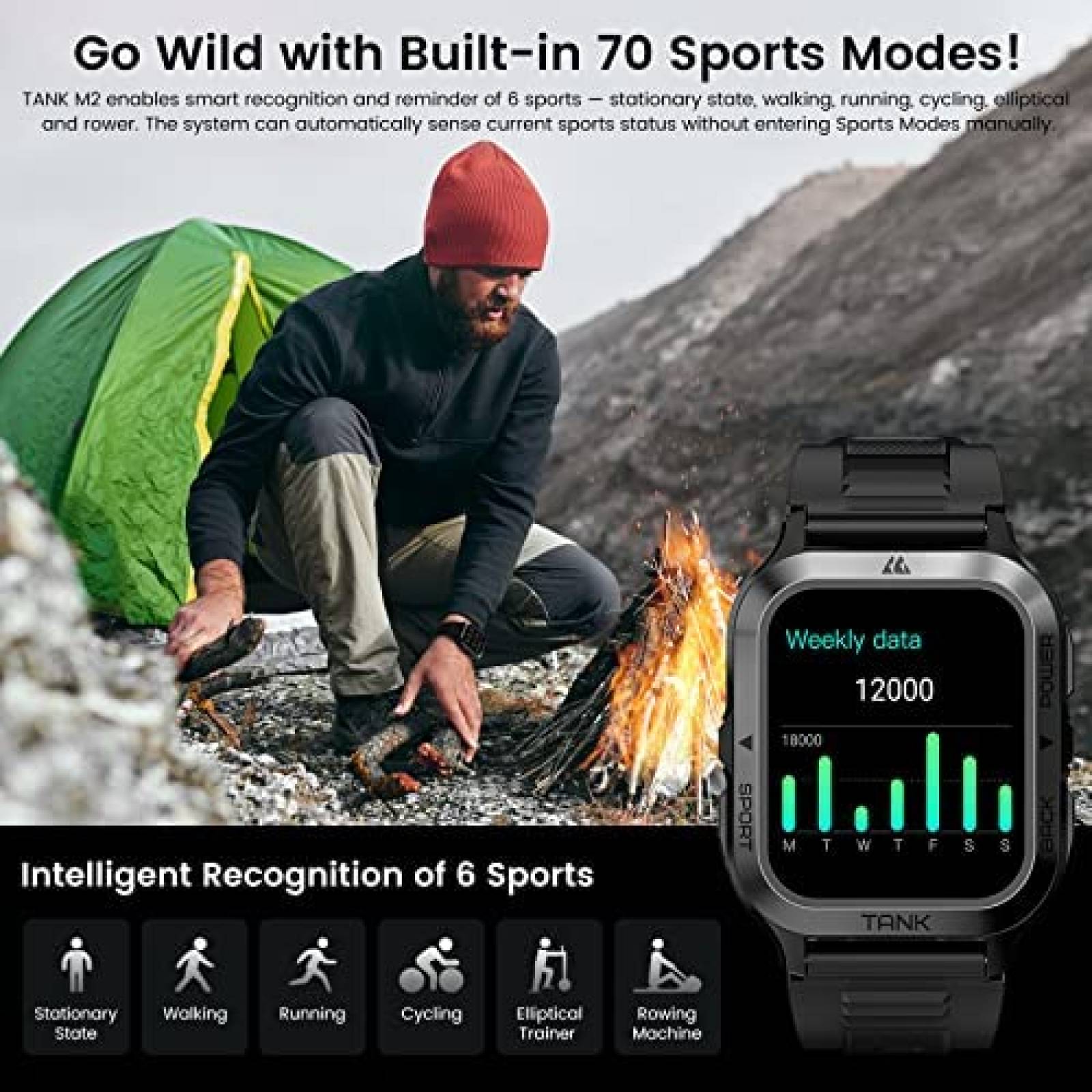 Smartwatch KOSPET M2 1.8'' HD Resiste al Agua SOS -Negro