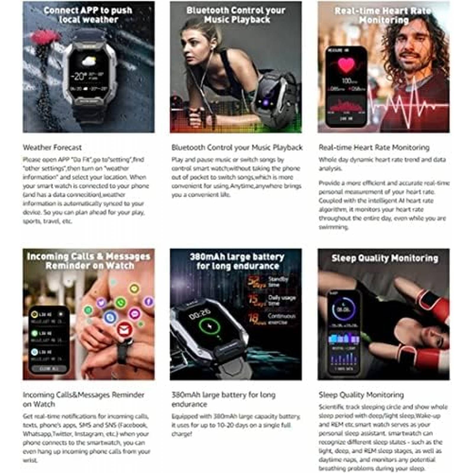 SmartWatch FILIEKEU Fitness Bluetooth Touchscreen -Negro