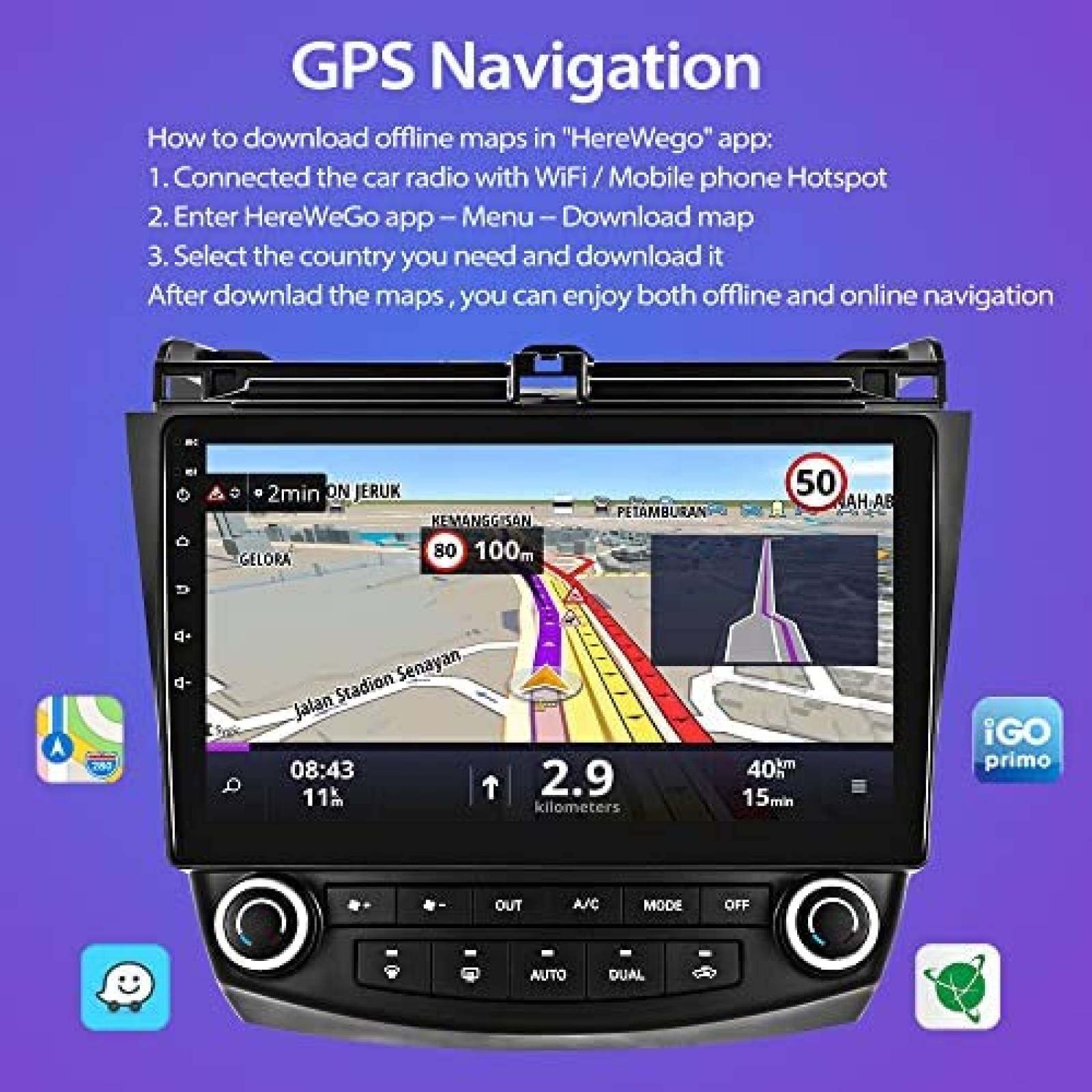 Estereo De Coche HIKITY Para Honda Accord 2003-07 -Negro