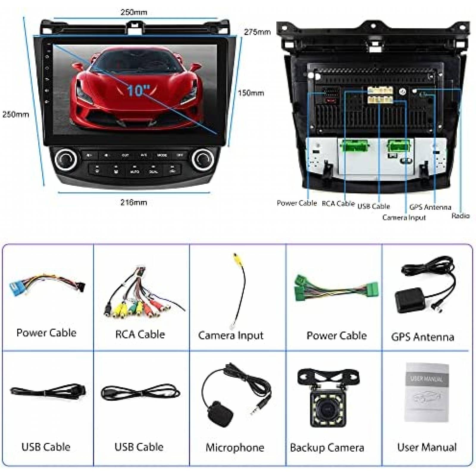 Estereo De Coche HIKITY Para Honda Accord 2003-07 -Negro