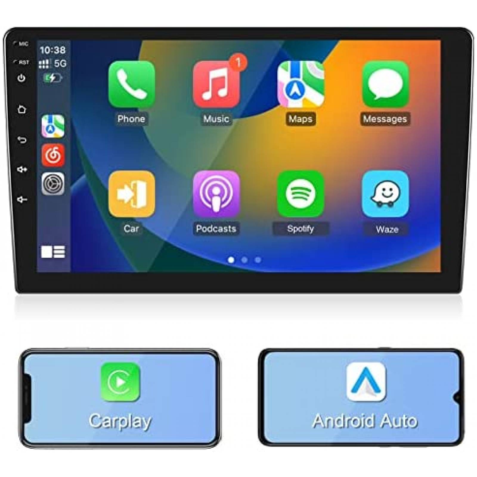 Estereo de Coche METEESER Con Camara de Reversa -Negro