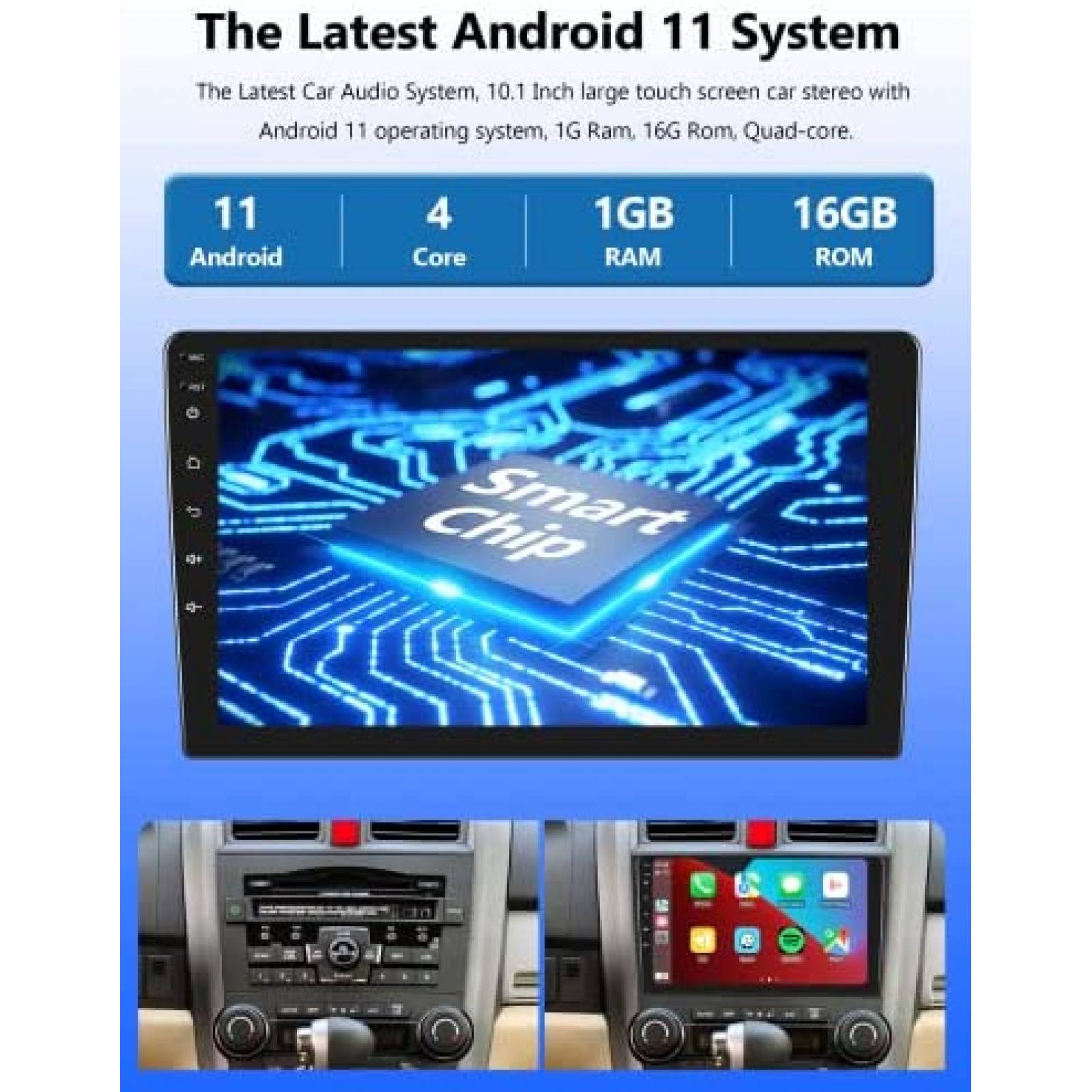 Estereo de Coche METEESER Con Camara de Reversa -Negro