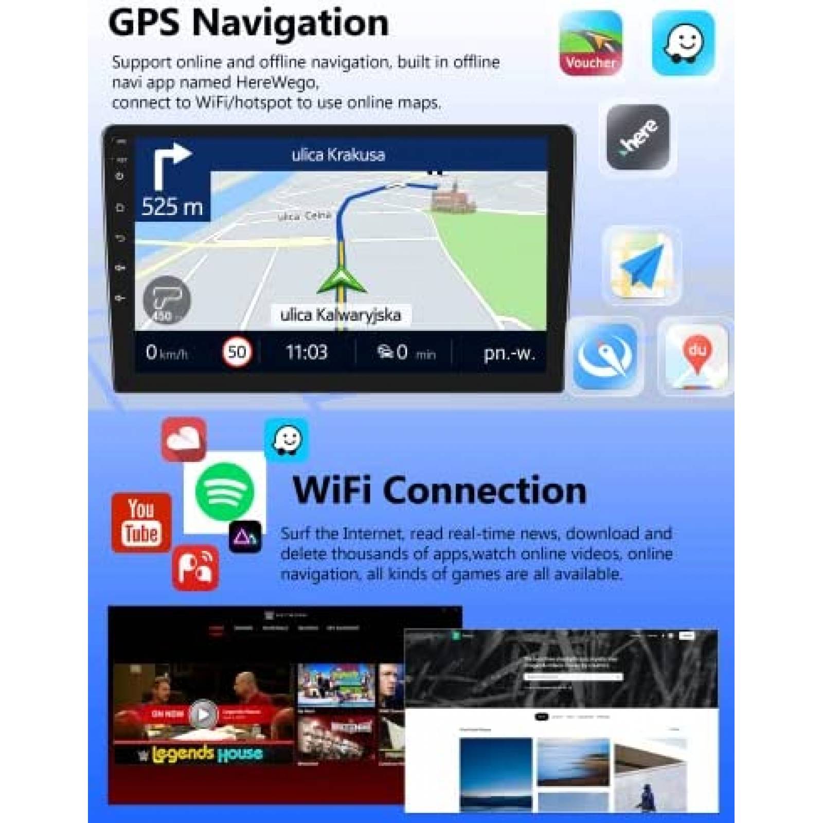 Estereo de Coche METEESER Con Camara de Reversa -Negro