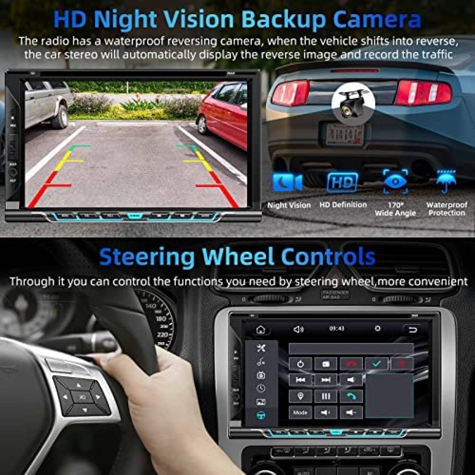 Estereo de Coche WOWiViD con Reproductor de CD/DVD -Negro