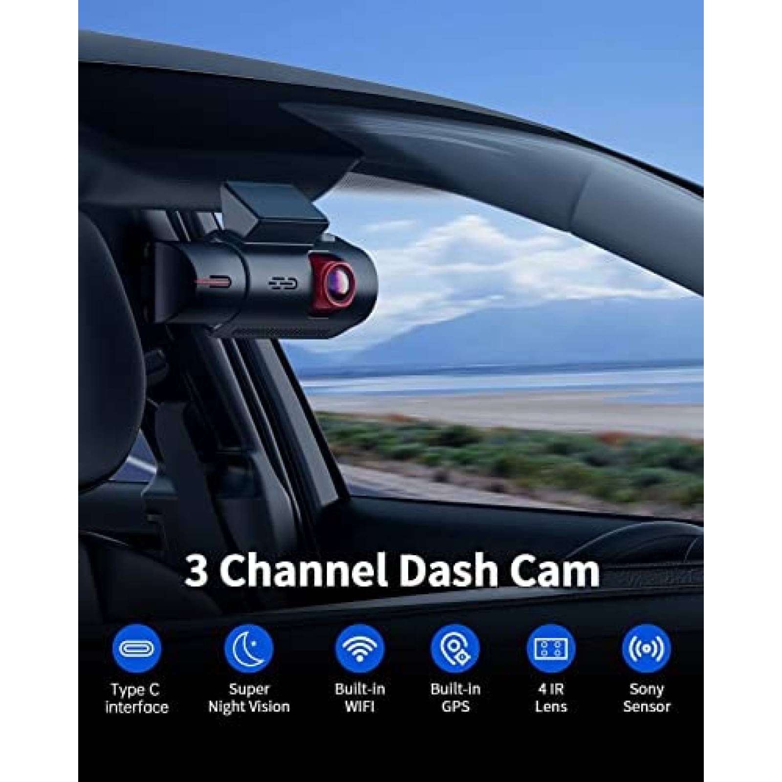 Camara de Reversa VSTARK DC14 3 Cam 2K 170 64GB Sensor Sony