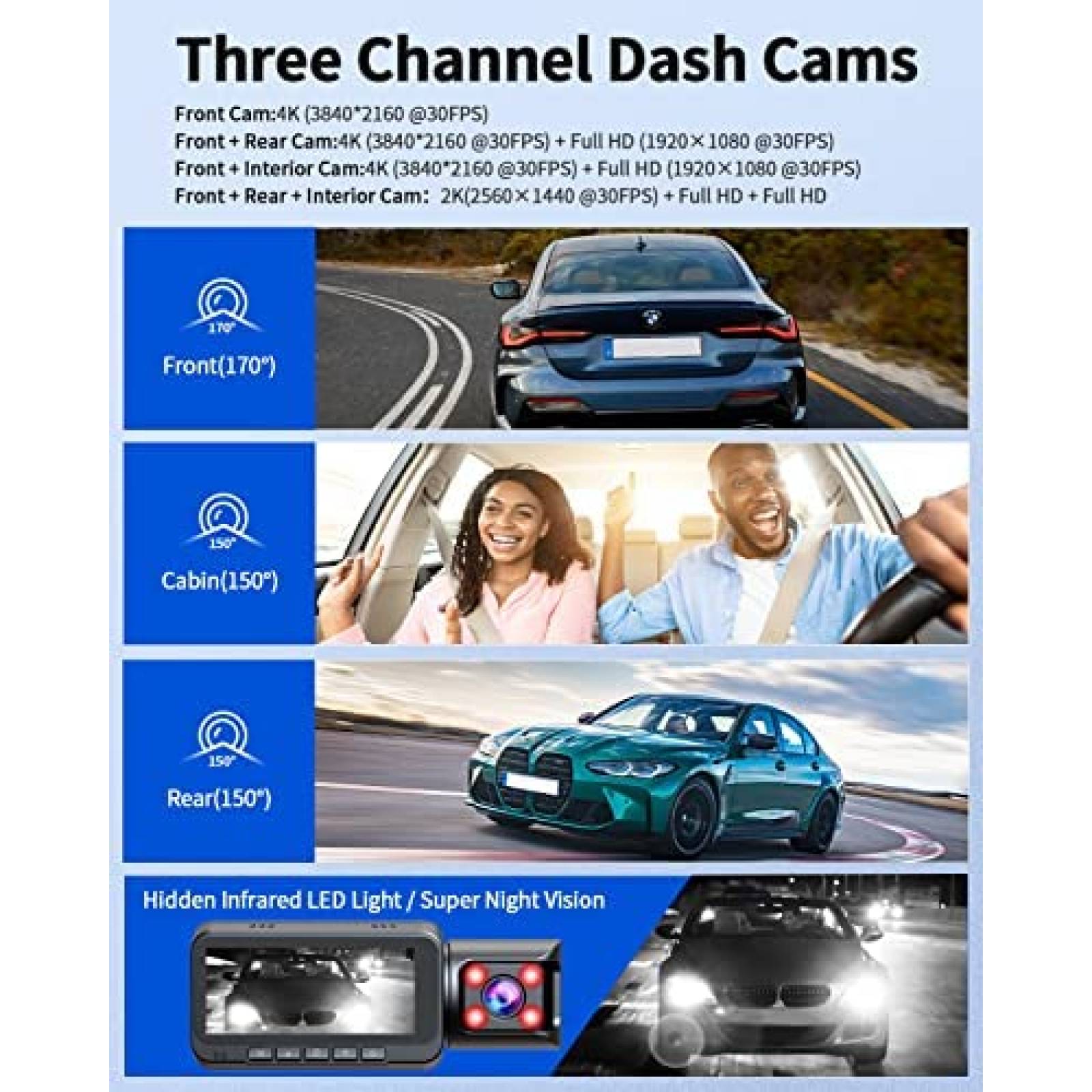 Camara de Reversa VSTARK DC14 3 Cam 2K 170 64GB Sensor Sony