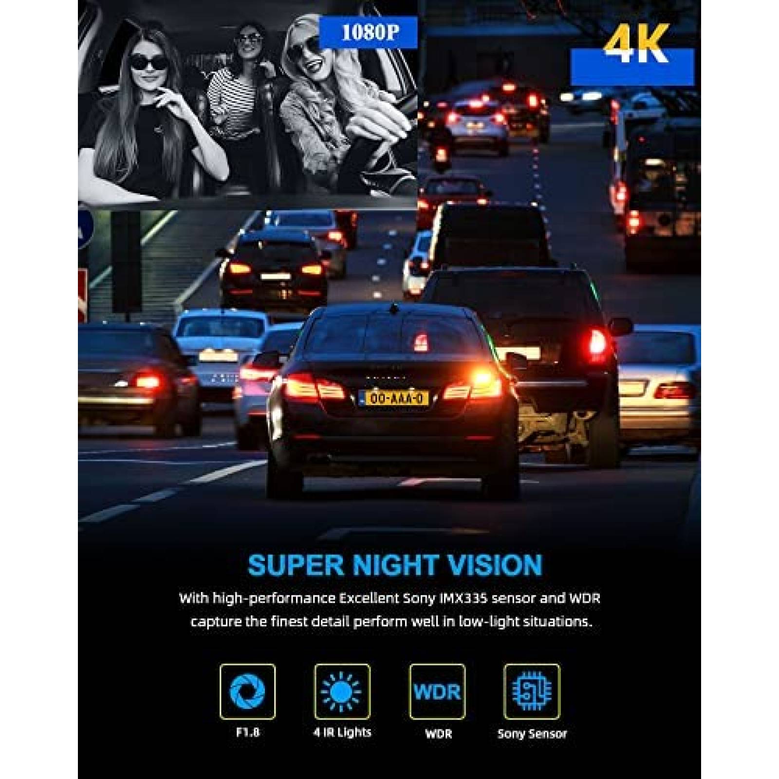 Camara de Reversa VSTARK DC14 3 Cam 2K 170 64GB Sensor Sony