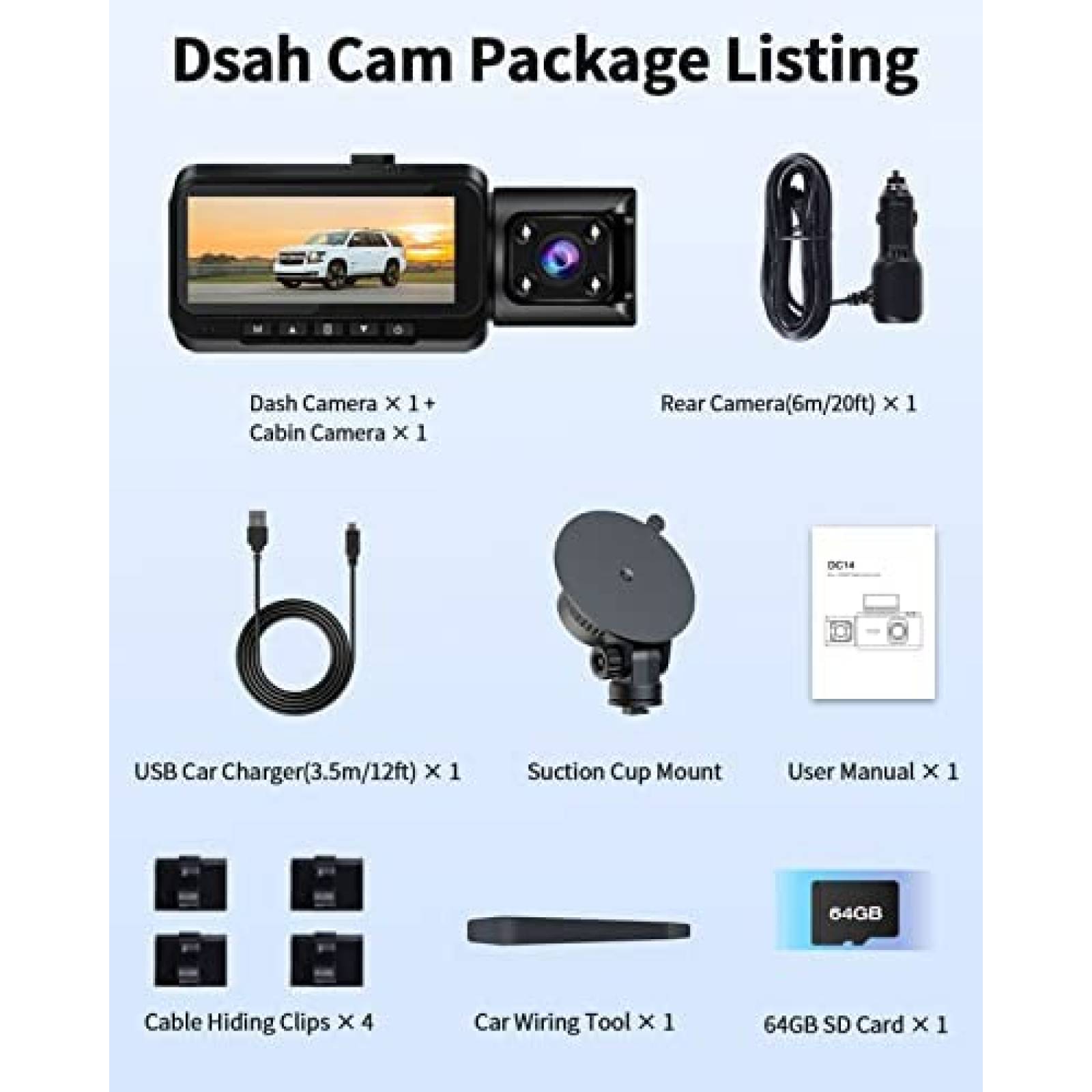 Camara de Reversa VSTARK DC14 3 Cam 2K 170 64GB Sensor Sony