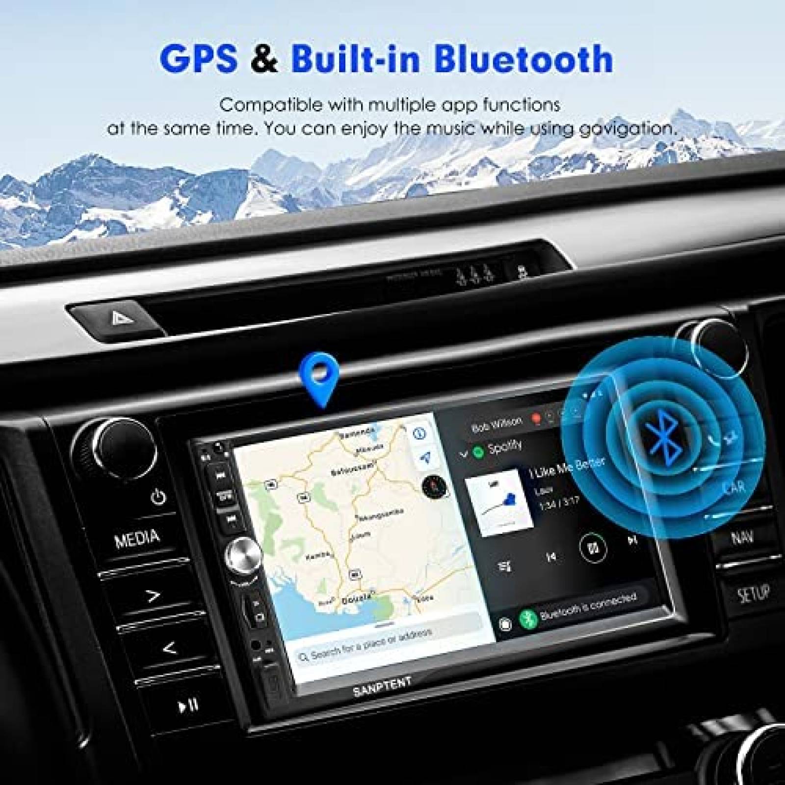 Estereo De Coche SANPTENT Doble Din Bluetooth 7 Pulgadas