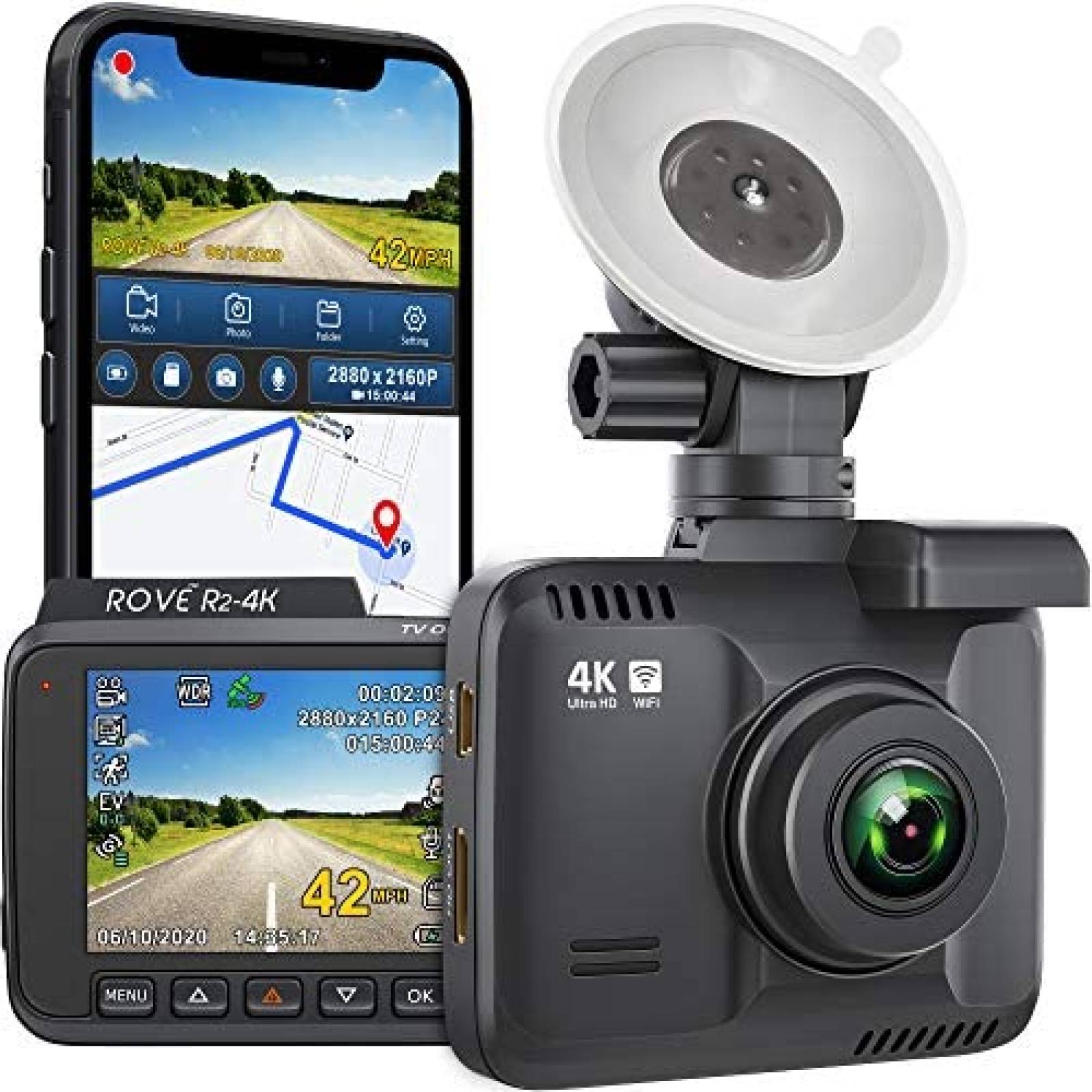 Camara Auto ROVE R2 Dash Cam 4K 150 + 128GB MicroSD -N